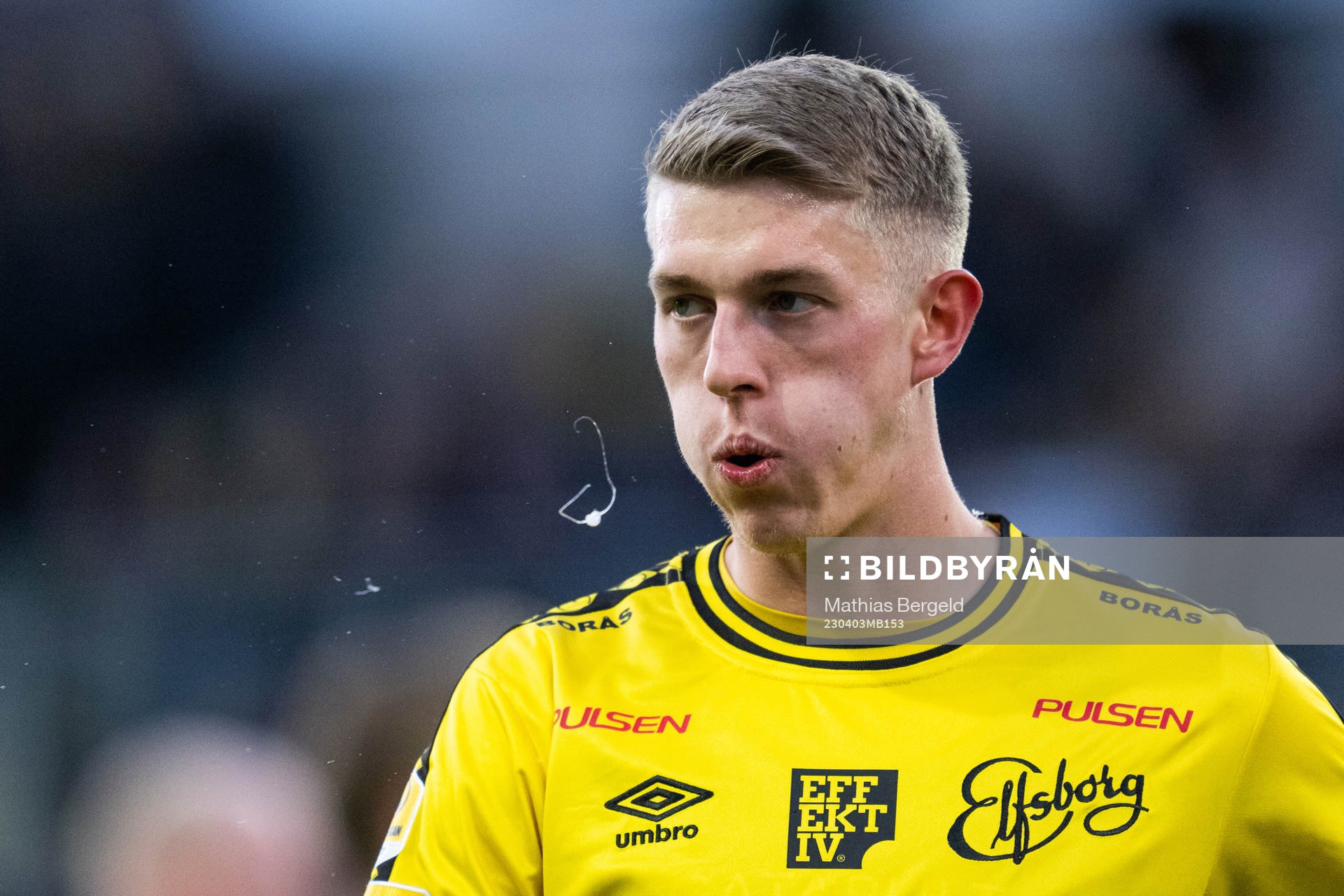 Elfsborgs Alexander Bernhardsson under fotbollsmatchen i Allsvenskan mellan Elfsborg och Häcken den 3 april 2023 i Borås. 