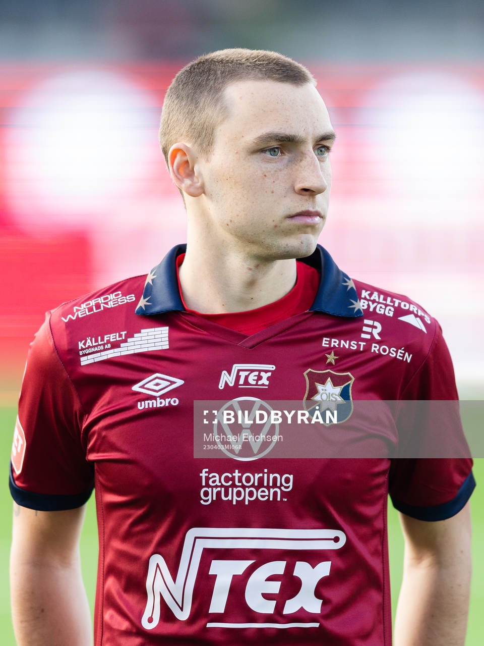 Örgrytes William Svensson på line up innan fotbollsmatchen i Superettan mellan Örgryte och AFC Eskilstuna den 3 april 2023 i Göteborg.