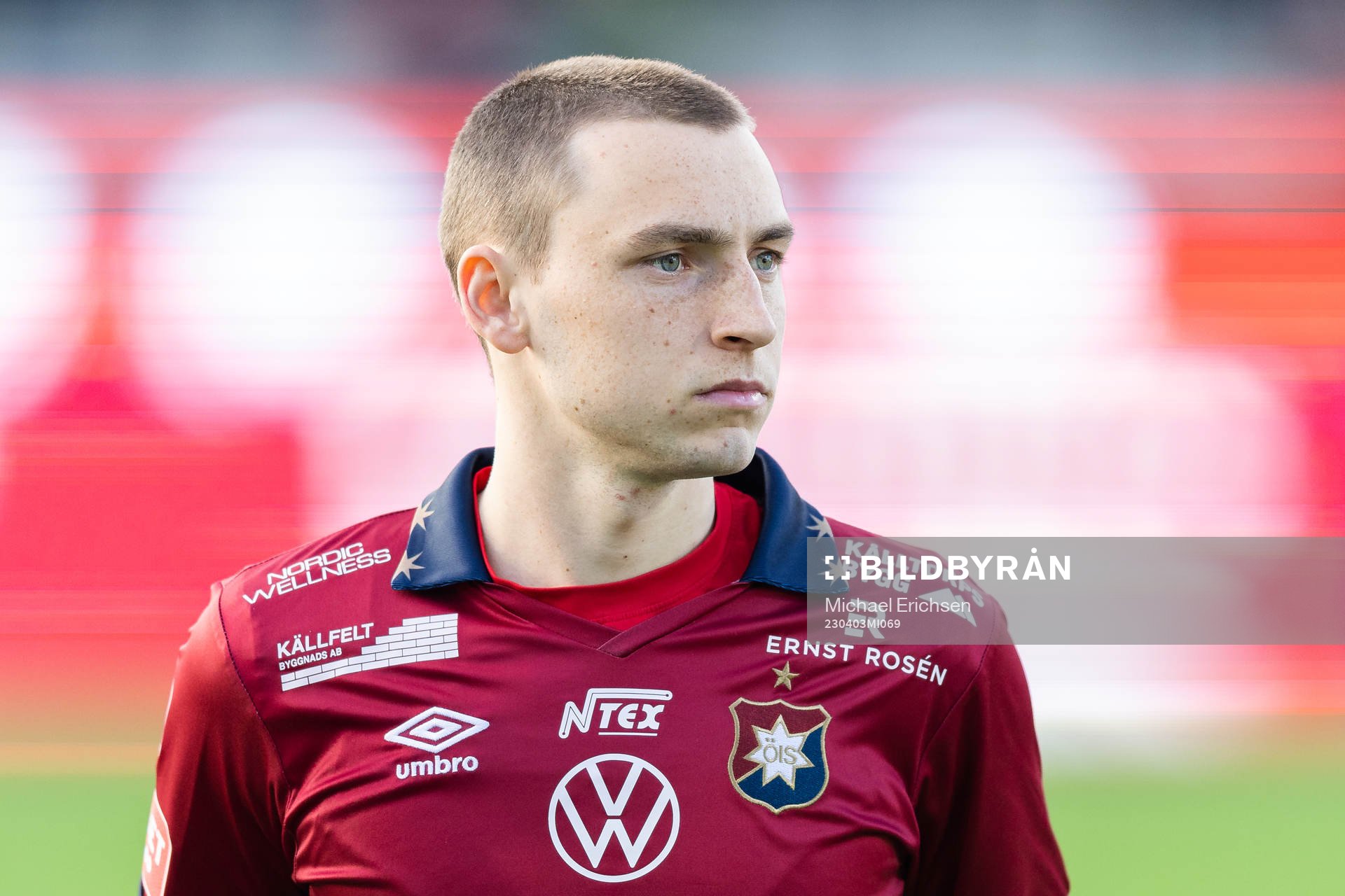 Örgrytes William Svensson på line up innan fotbollsmatchen i Superettan mellan Örgryte och AFC Eskilstuna den 3 april 2023 i Göteborg.