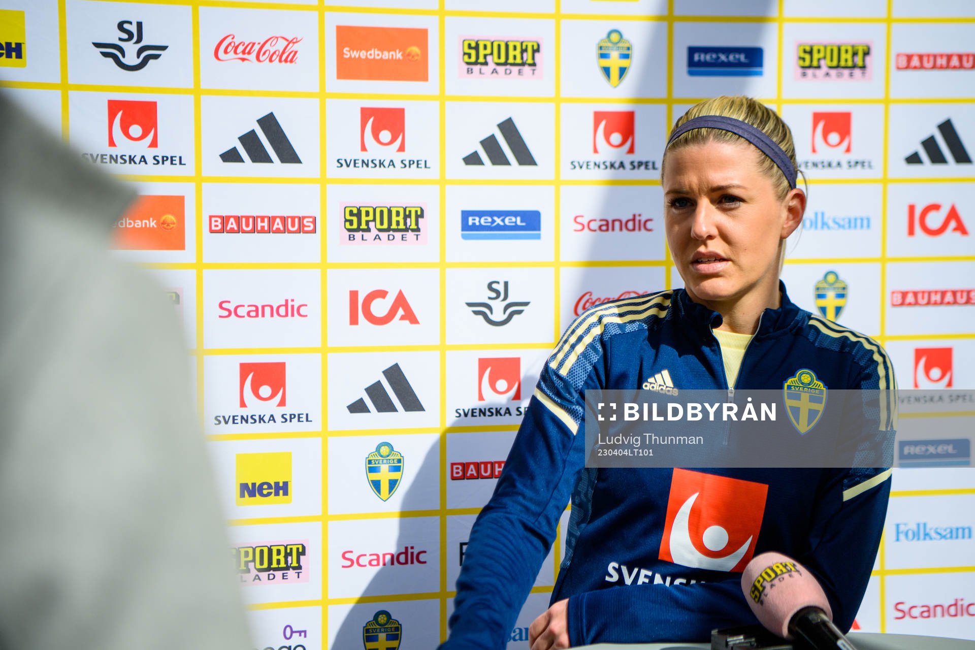 Olivia Schough is interviewed by the media