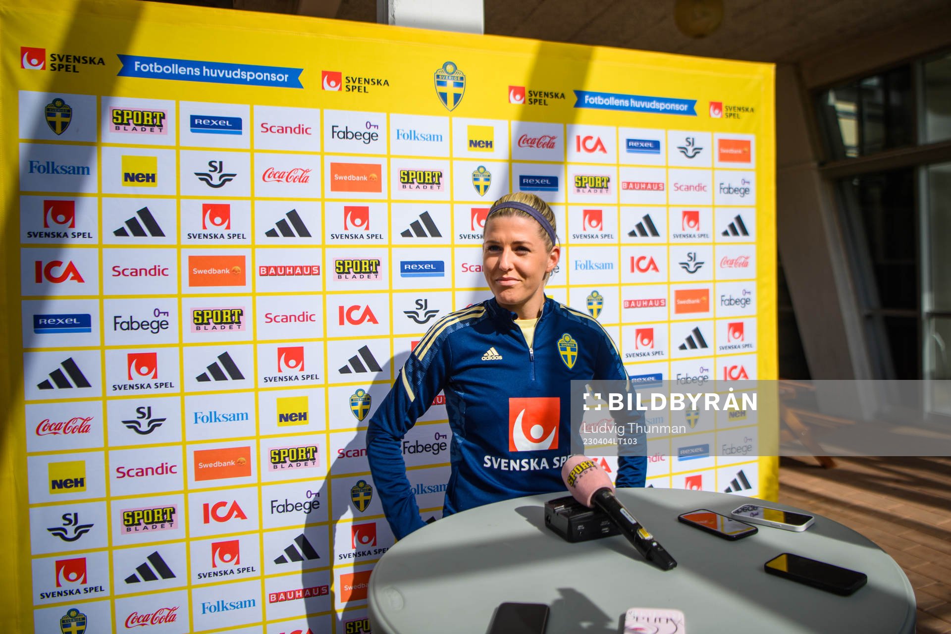 Olivia Schough is interviewed by the media