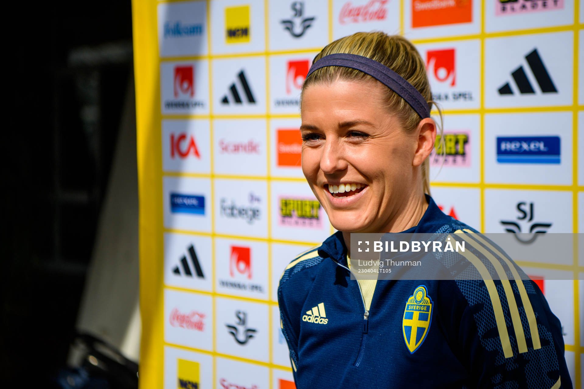 Olivia Schough is interviewed by the media