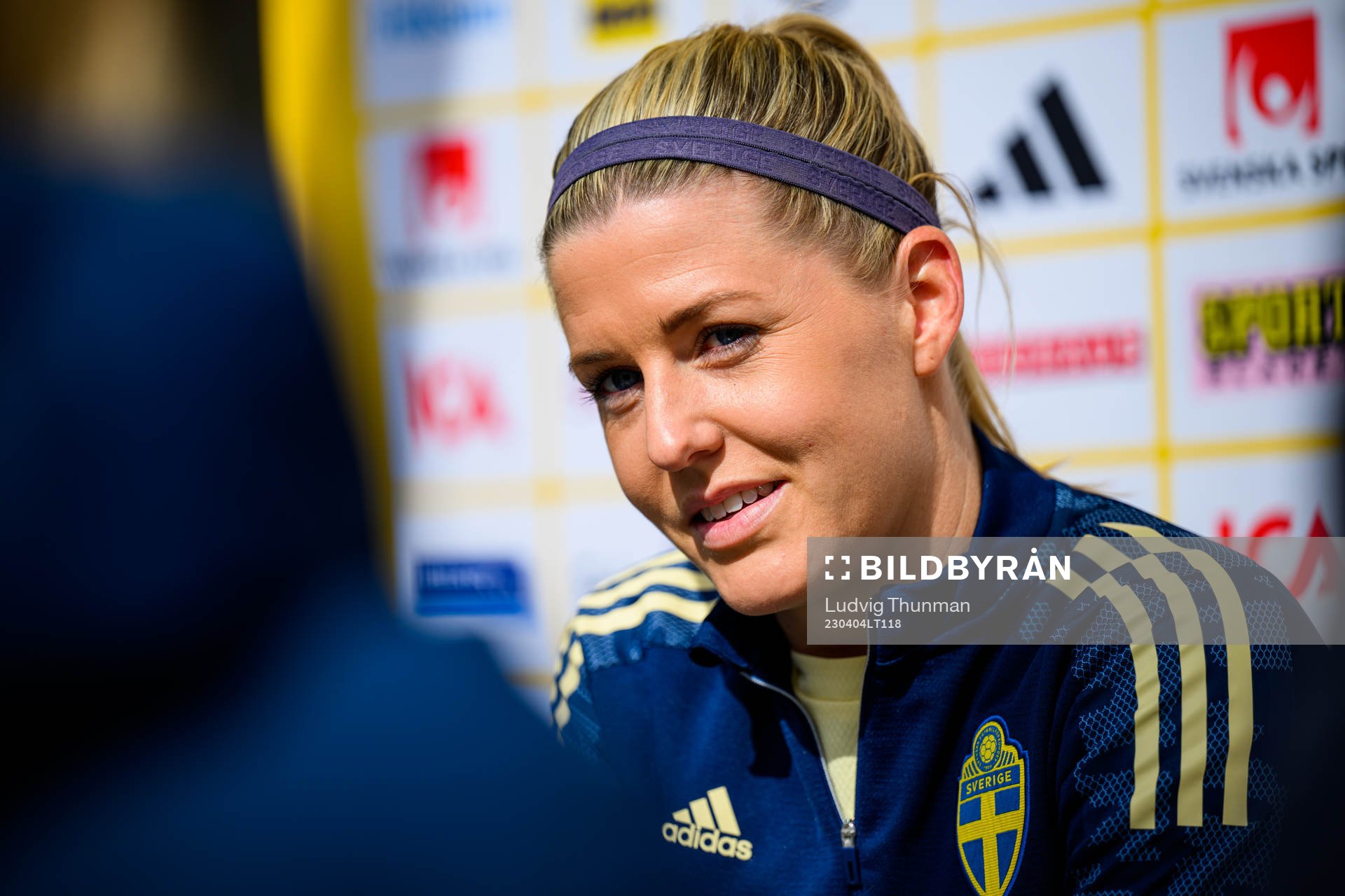 Olivia Schough is interviewed by the media