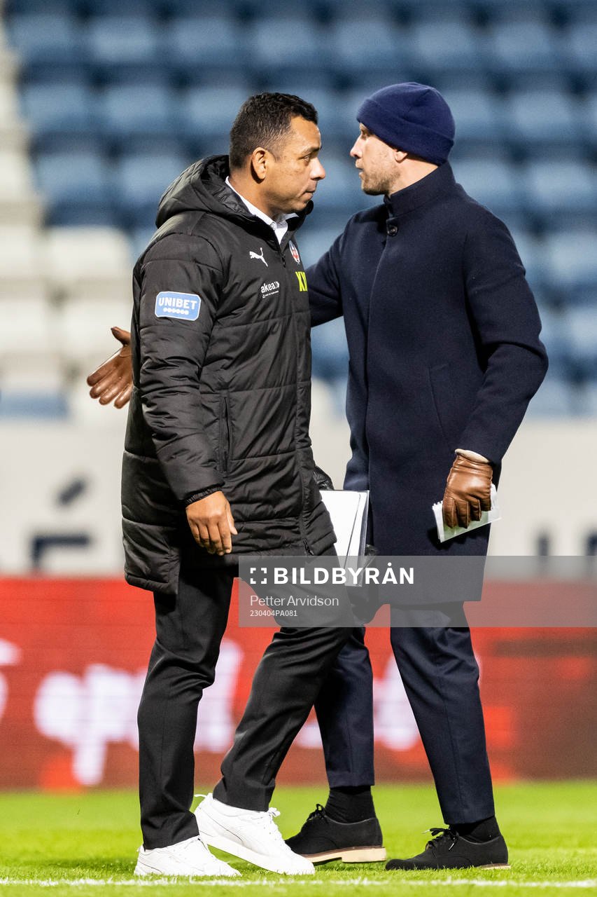 Helsingborgs tränare Alvaro Santos och tränare Mattias