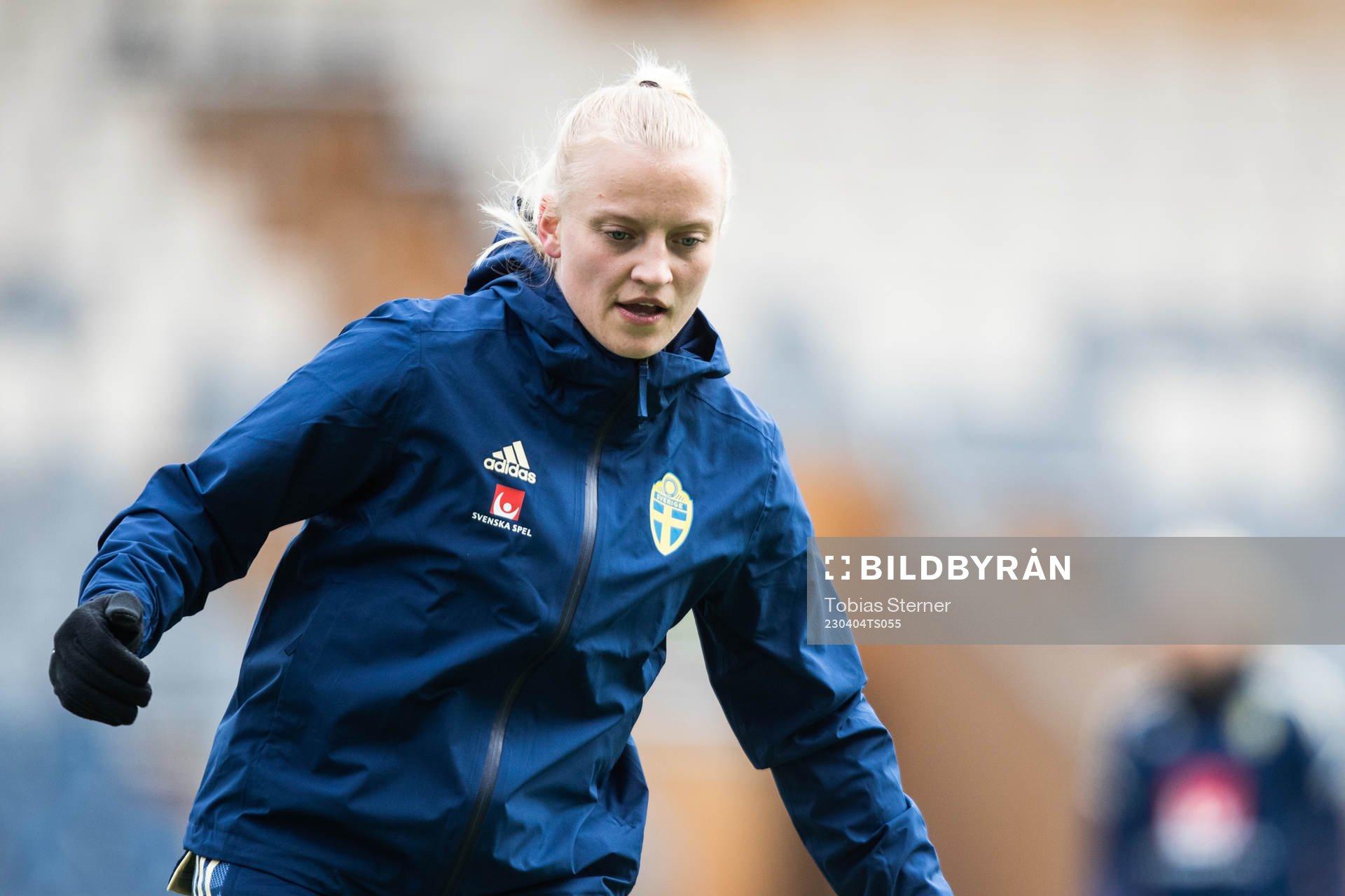 Wilma Carlsson under en träning med det svenska U23-landslaget den 4 april 2023 i Uppsala. 