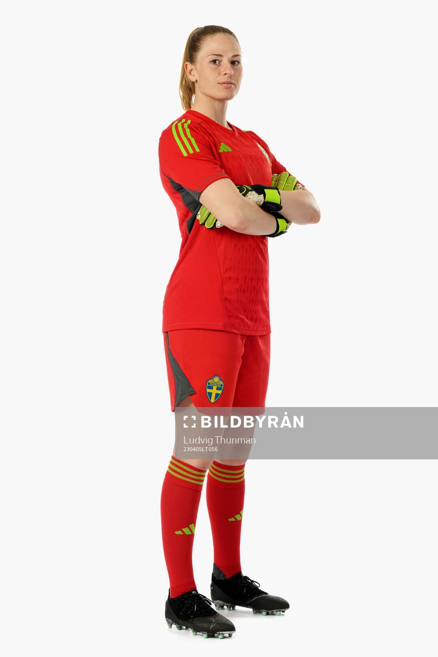 Goalkeeper Tove Enblom of the Swedish women's national football team poses for a portrait on April 5, 2023 in Malmö. 