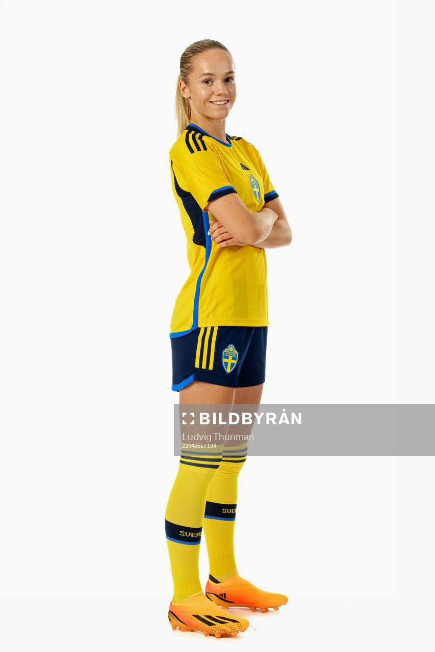 Hanna Lundkvist of the Swedish women's national football team poses for a portrait on April 5, 2023 in Malmö. 