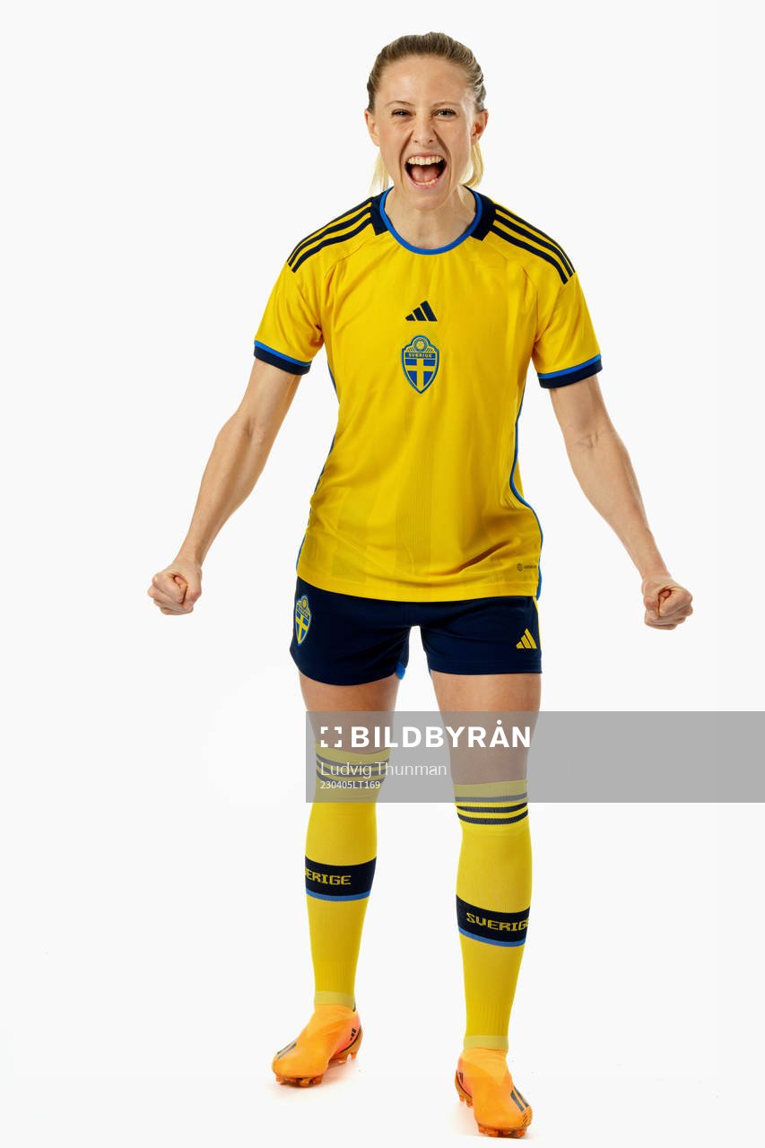 Rebecka Blomqvist of the Swedish women's national football team poses for a portrait on April 5, 2023 in Malmö. 