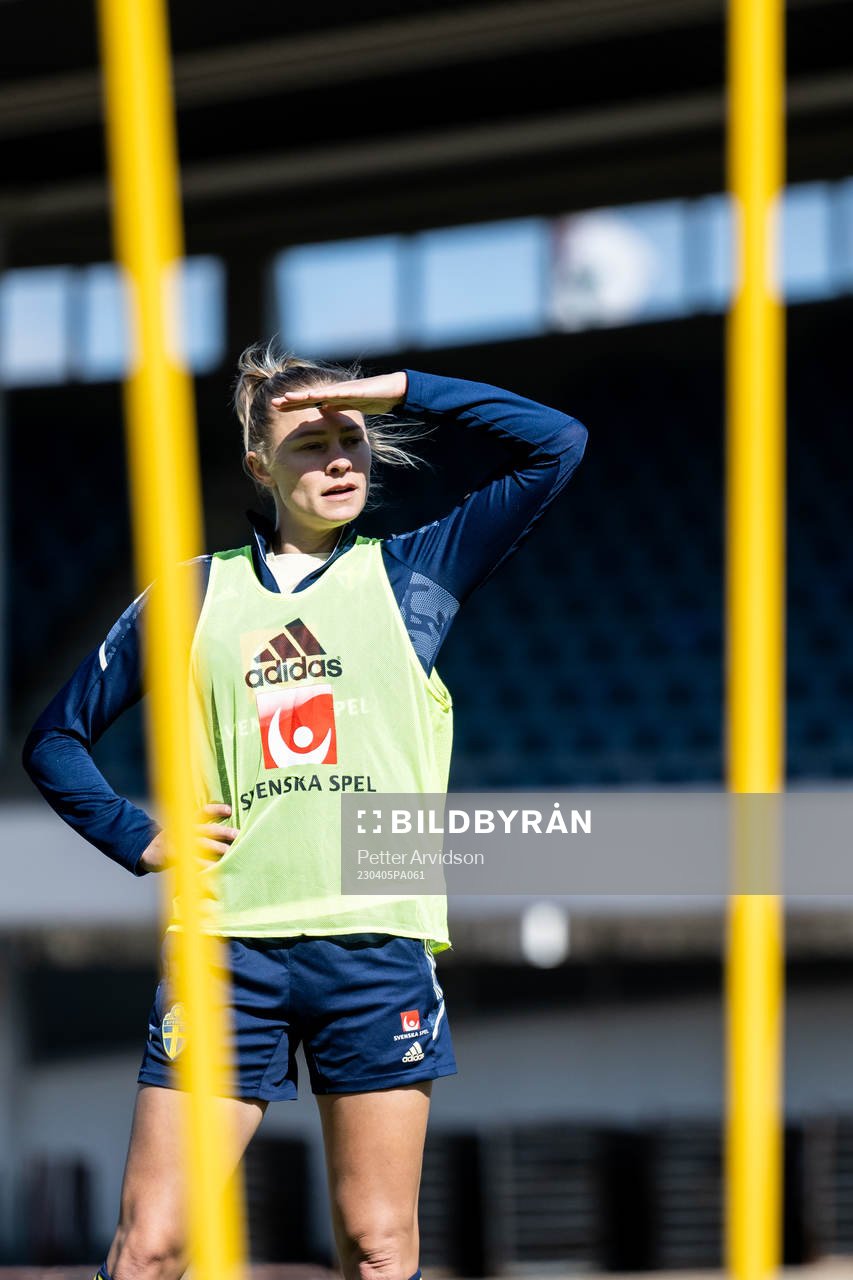 Fridolina Rolfö during a training session with women’s national football team Sweden  on April 5, 2023 in Malmö. 