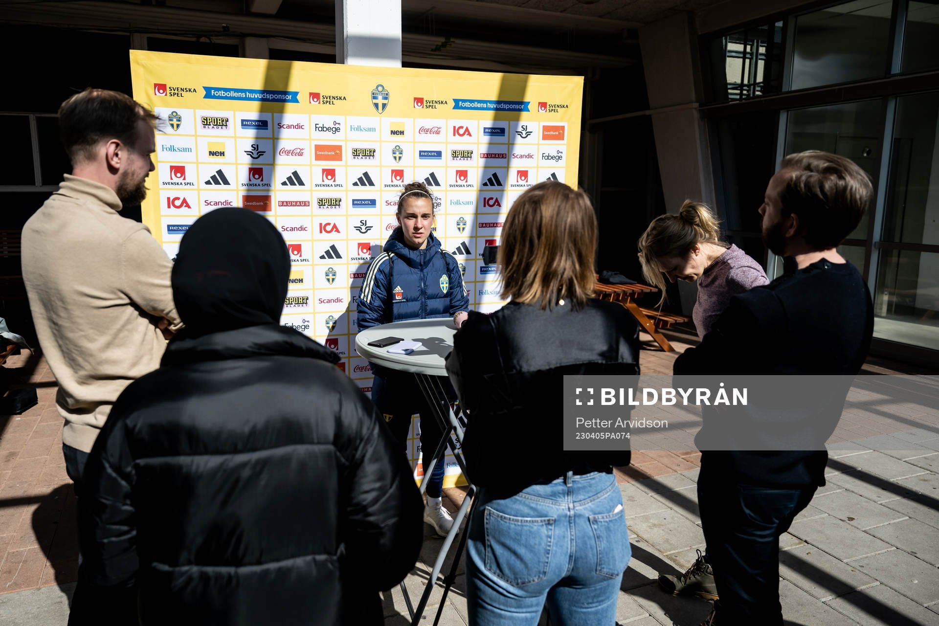 Julia Zigiotti Olme in the mixed zone after a training session with women’s national football team Sweden  on April 5, 2023 in Malmö. 