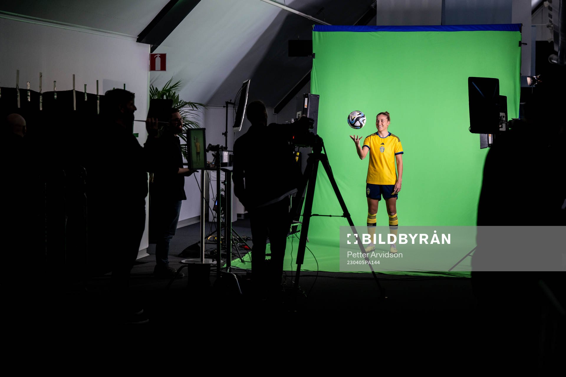 Filippa Angeldahl at a green screen filming with the