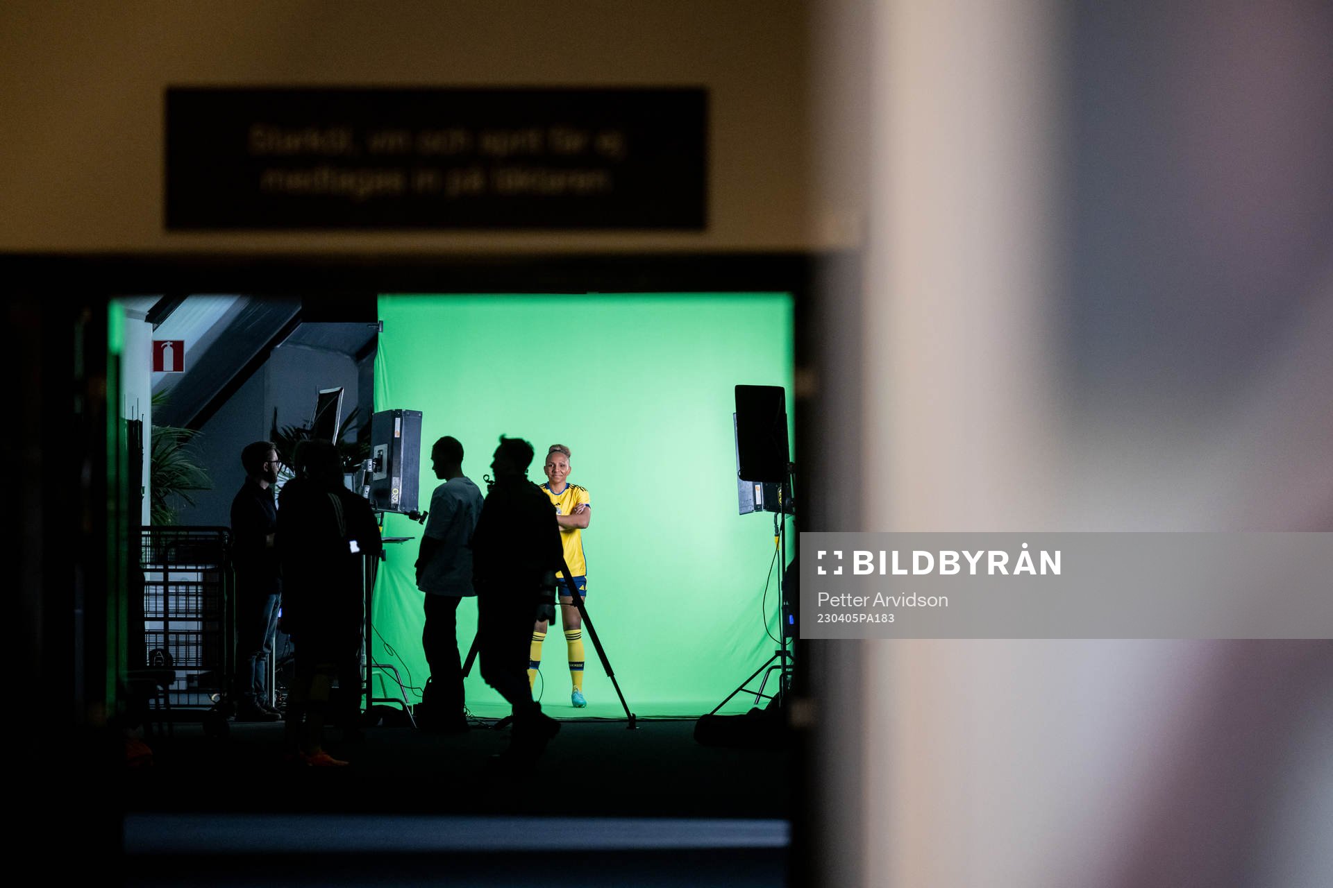 Madelen Janogy at a green screen filming with the women's