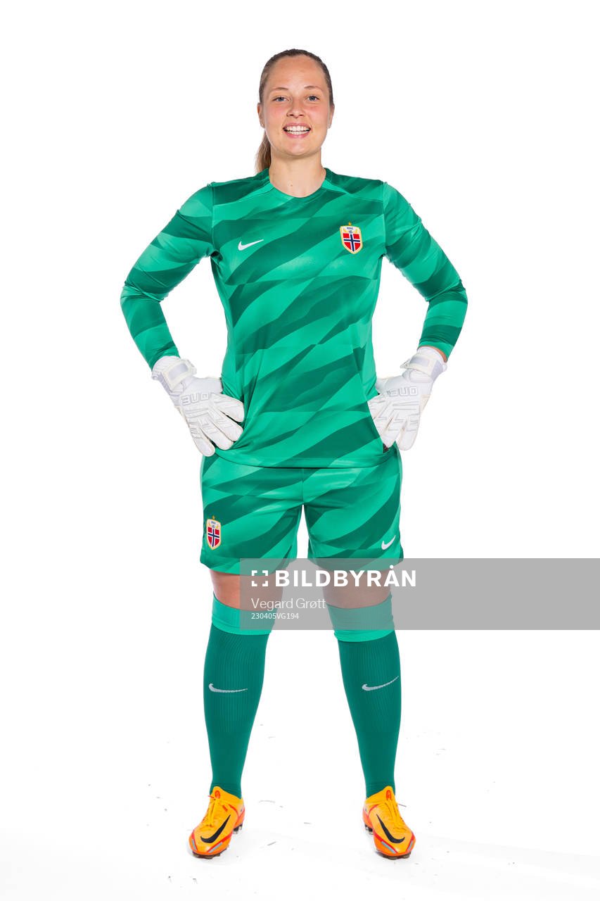 Goalkeeper Aurora Mikalsen of the Norwegian women’s national football team poses for a portrait on April 4, 2023 in Ibiza. 