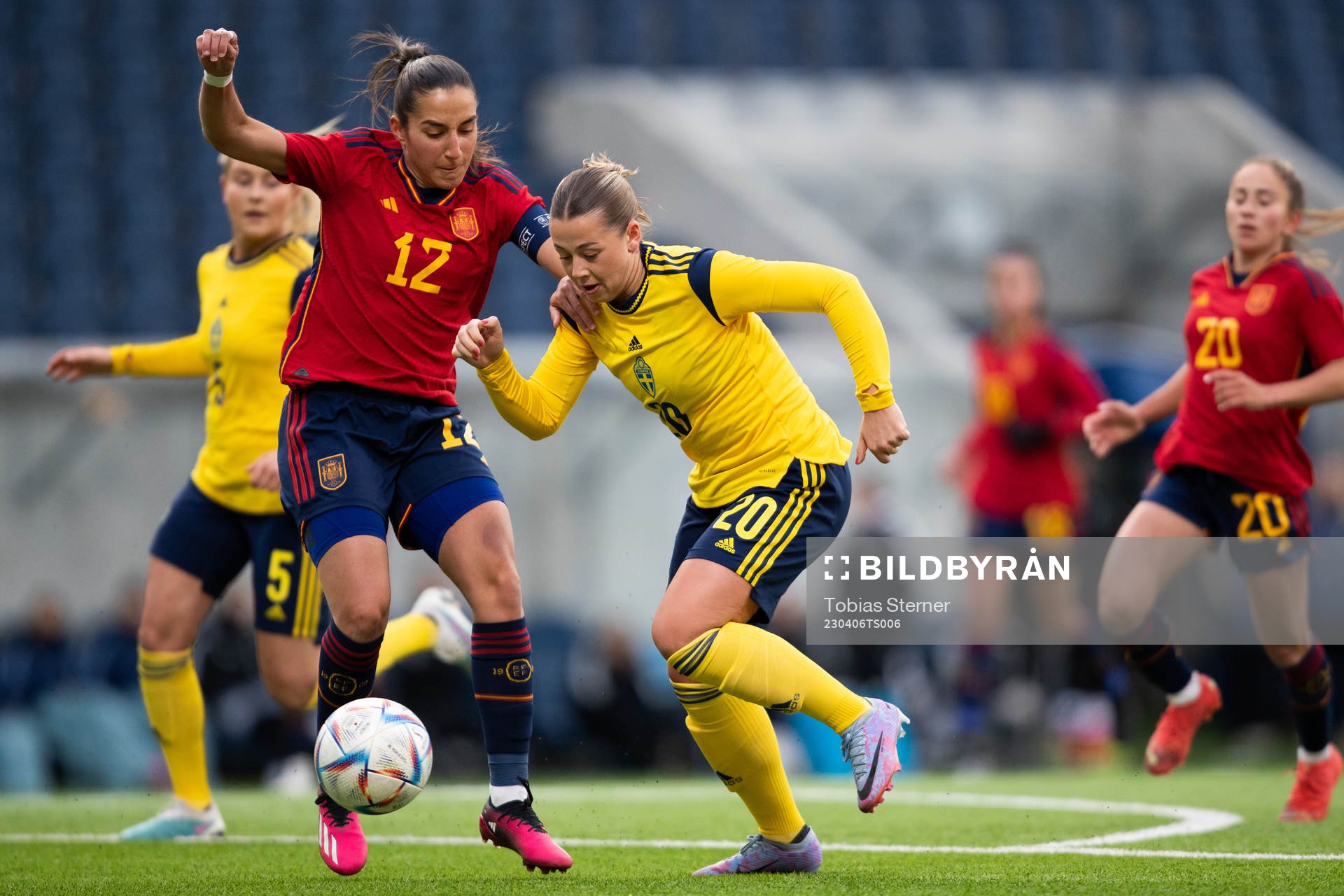 Cornelia Kapocs of Sweden during the international friendly U23 football match between Sweden and Spain on April 6, 2023 in Uppsala.