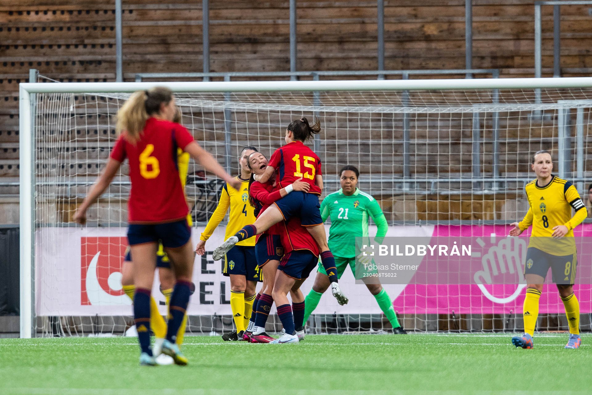 Ma Immaculada Gabarro Romero of Spain celebrates after 1-2 during the international friendly U23 football match between Sweden and Spain on April 6, 2023 in Uppsala.