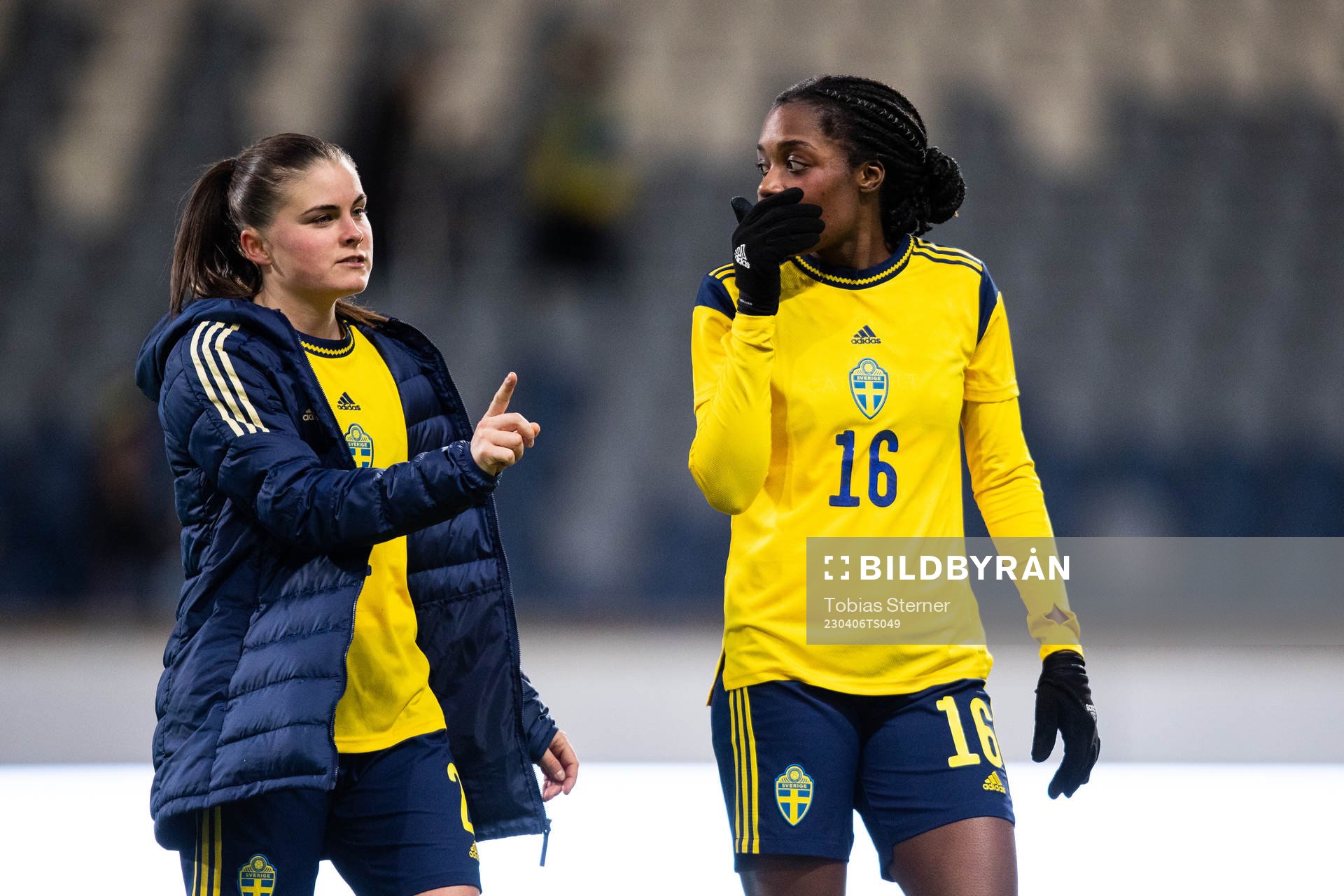Hanna Wijk and Evelyn Ijeh of Sweden