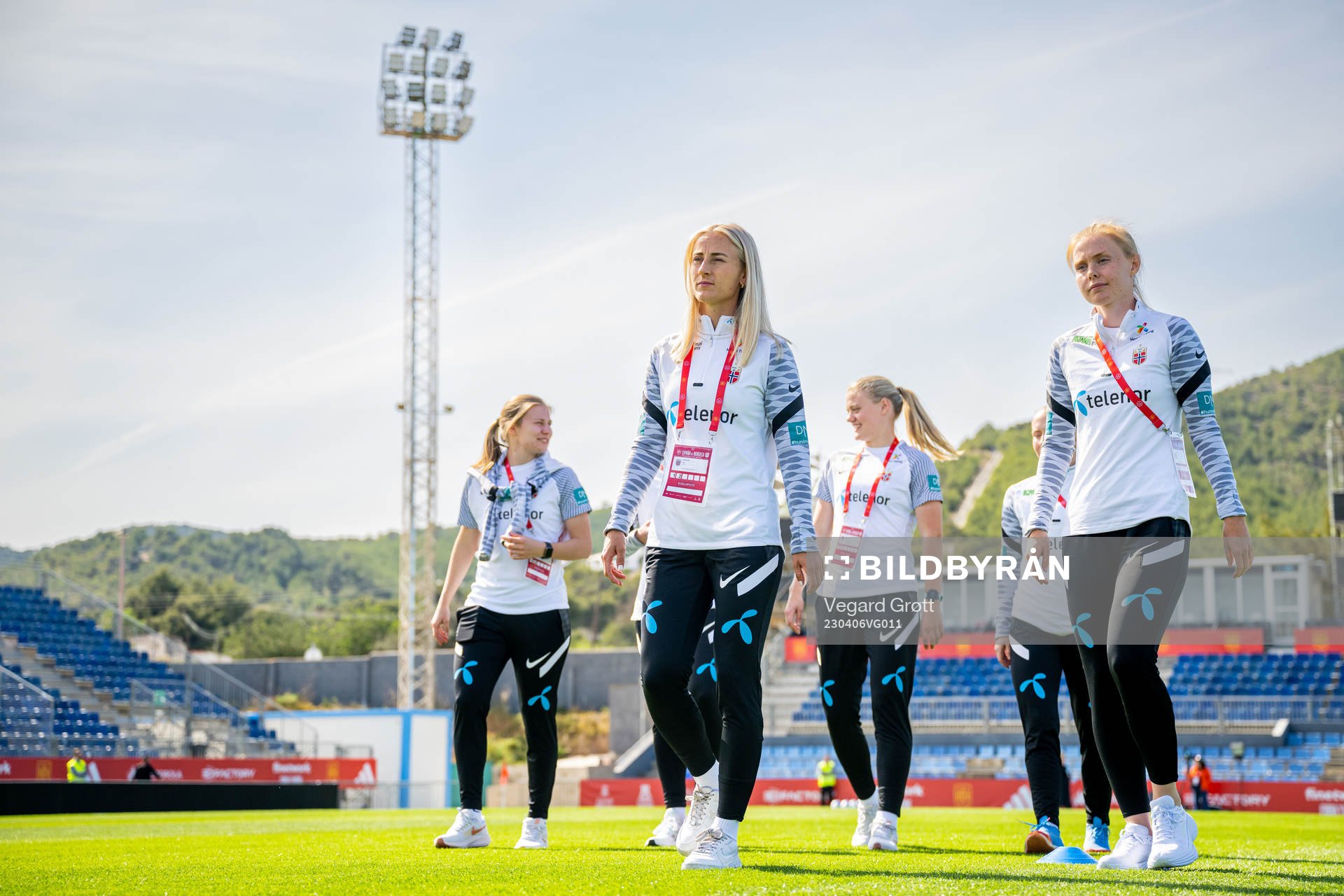 Anja Sønstevold and Malin Brenn of Norway ahead of the international friendly football match between Spain and Norway on April 6, 2023 in Ibiza.
