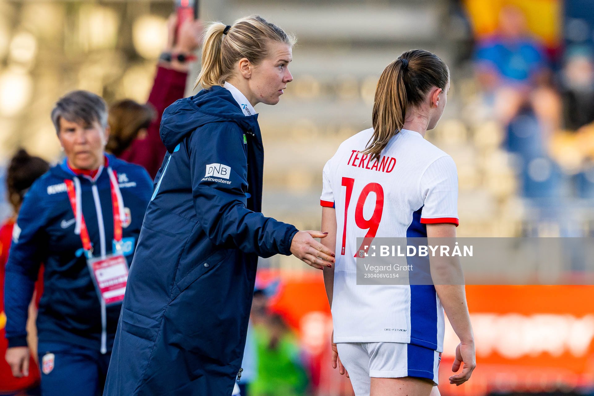 Ada Hegerberg and Elisabeth Terland of Norway
