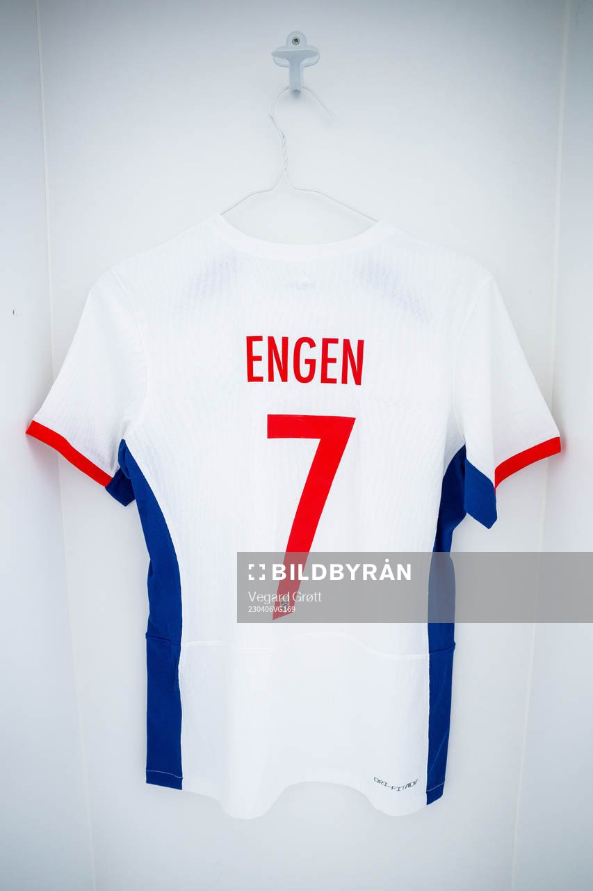 The kit of Ingrid Syrstad Engen of Norway in the dressing room ahead of the international friendly football match between Spain and Norway on April 6, 2023 in Ibiza.