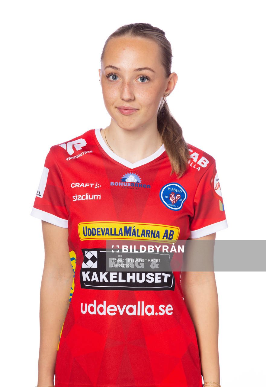 Rössös Saga Fredgren poserar för ett porträtt den 6 april 2023 i Uddevalla.