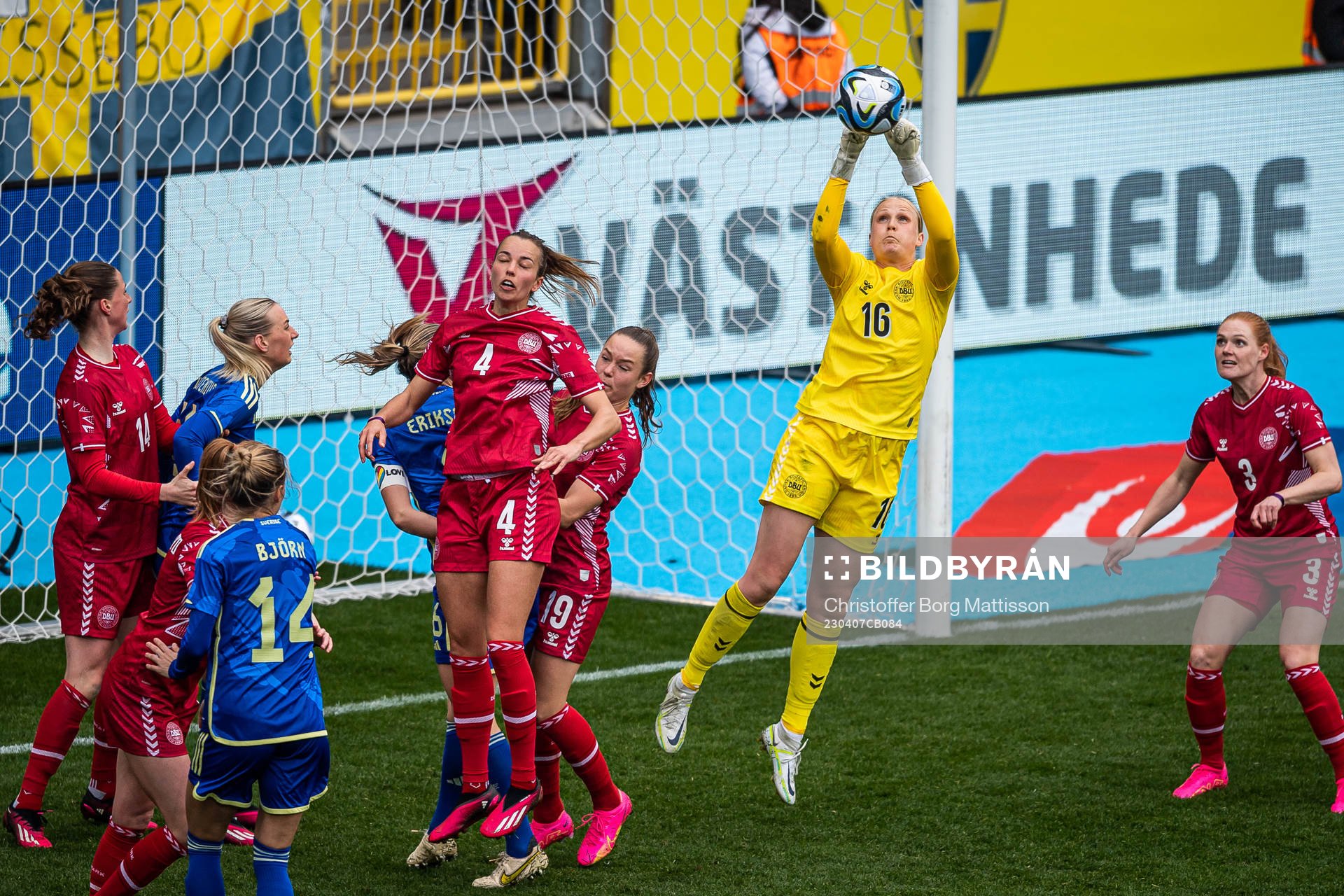 Goalkeeper Kathrine Larsen of Denmark