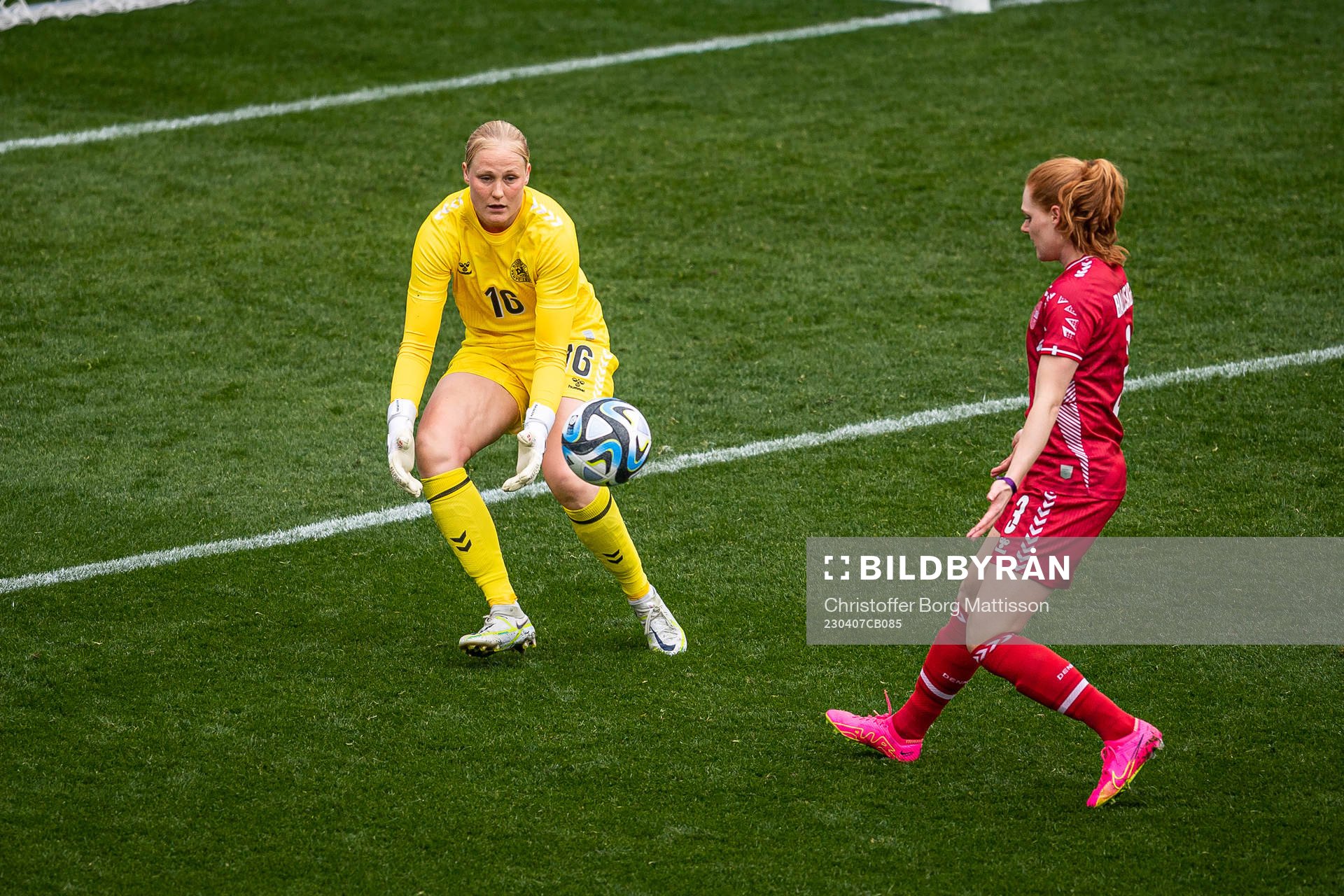 goalkeeper Kathrine Larsen of Denmark
