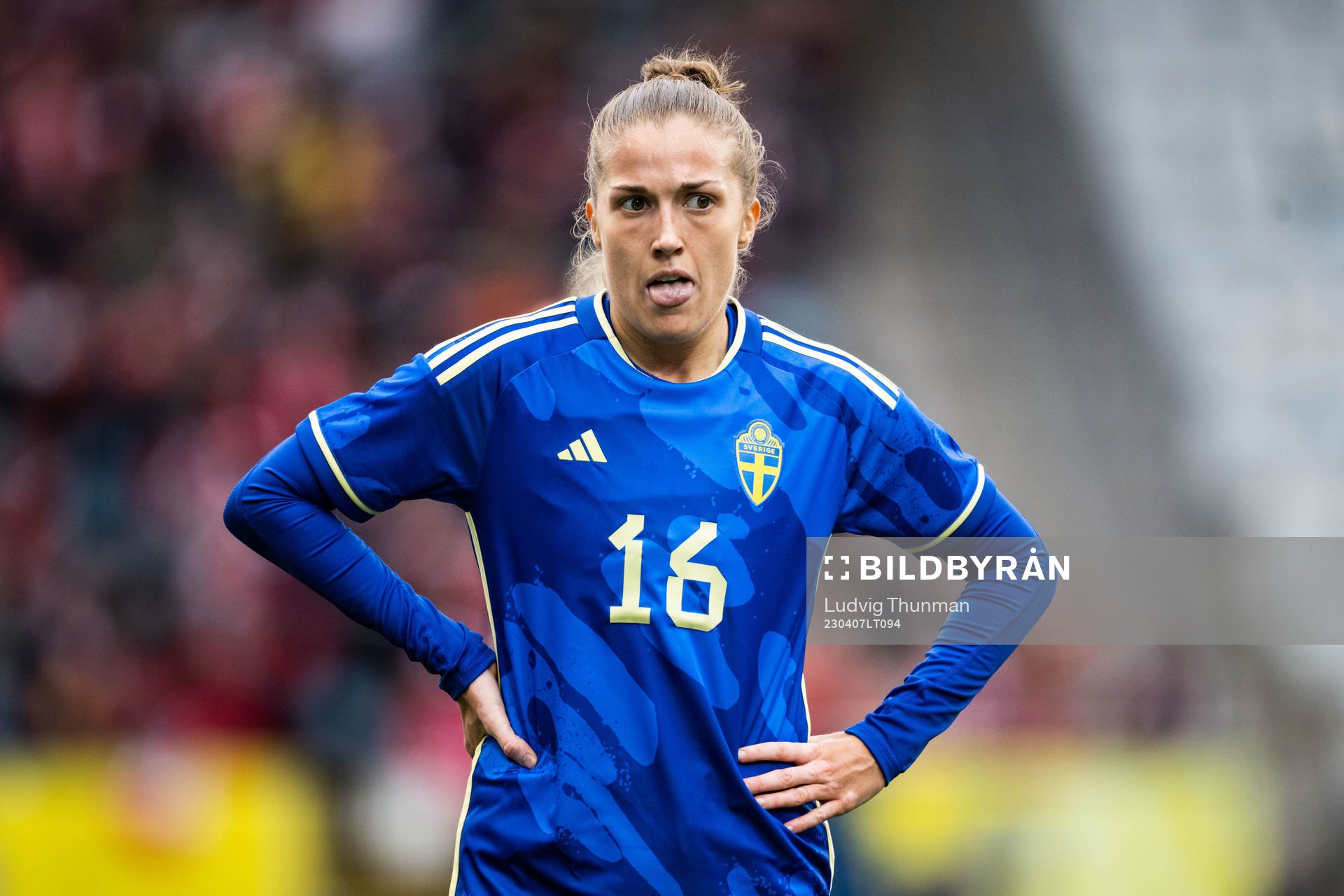 Filippa Angeldahl of Sweden looks dejected