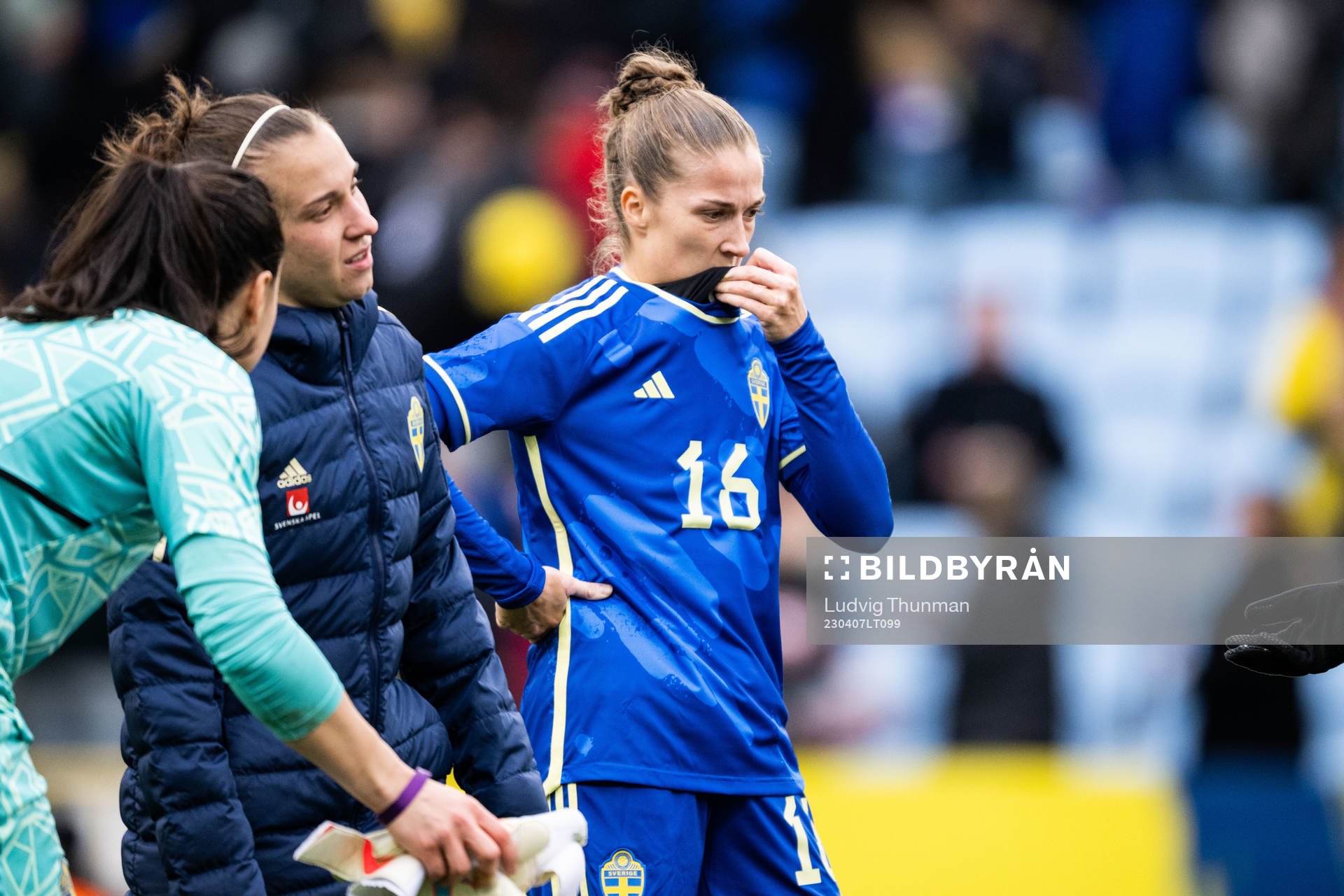 Filippa Angeldahl of Sweden looks dejected