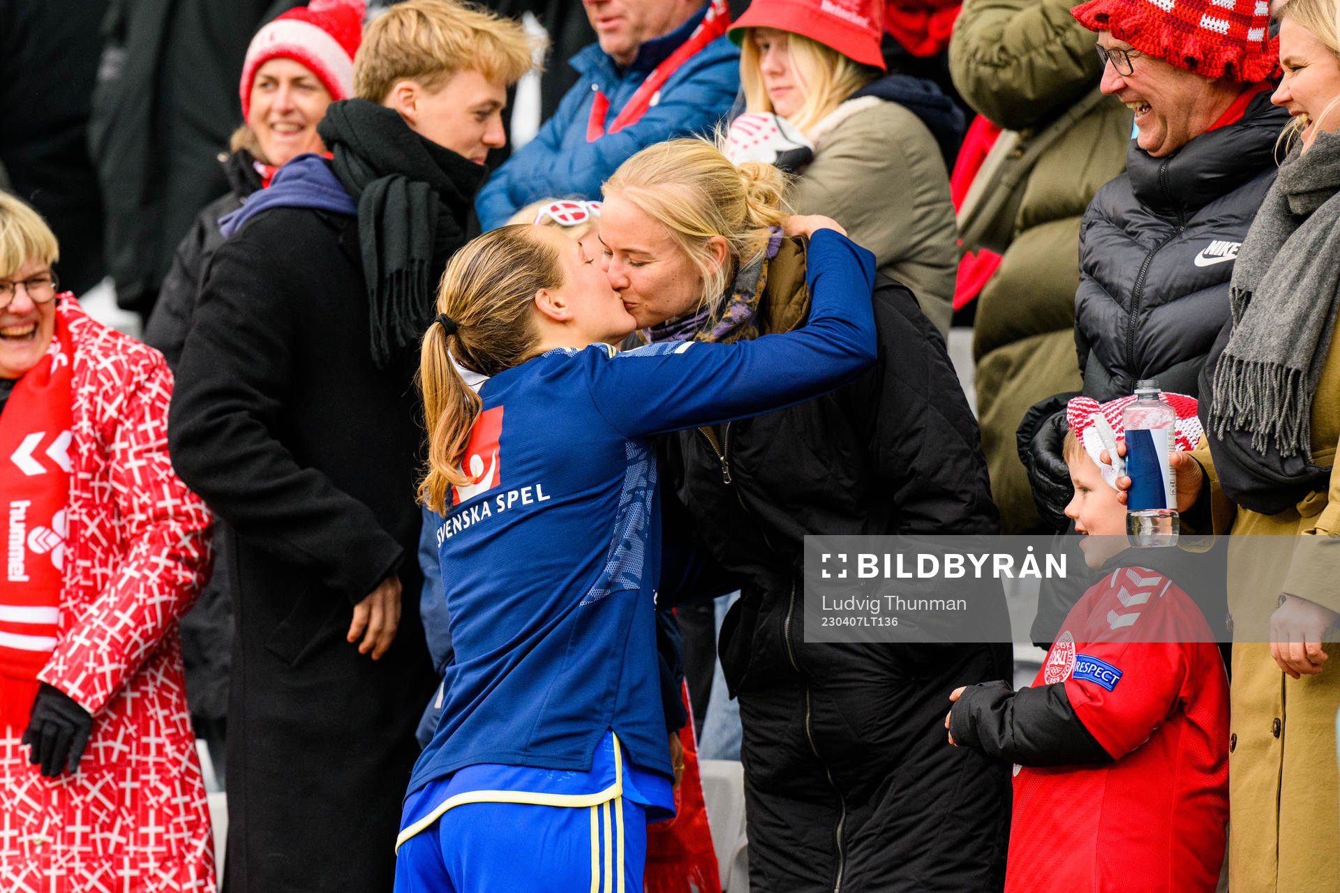 Magdalena Eriksson of Sweden kiss girlfriend Pernille Harder