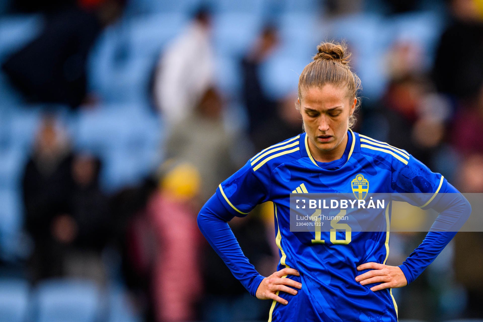 Filippa Angeldahl of Sweden looks dejected
