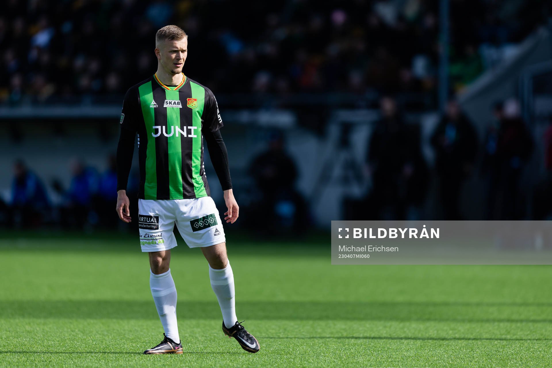 GAIS Alexander Ahl Holmström under fotbollsmatchen i Superettan mellan GAIS och Brage den 7 april 2023 i Göteborg. 