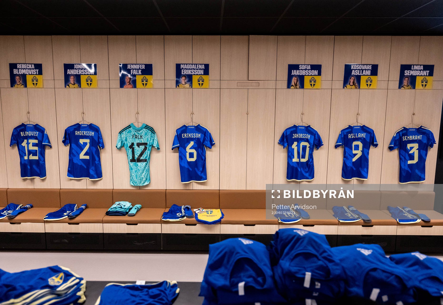 Jerseys of Rebecka Blomqvist, Jonna Andersson, goalkeeper