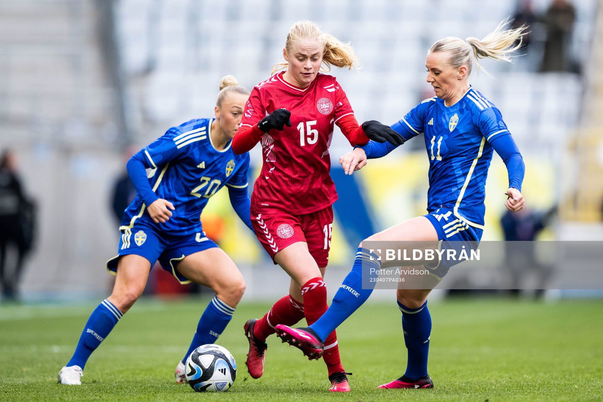 Kathrine Kuhl of Denmark against Hanna Bennison and Stina