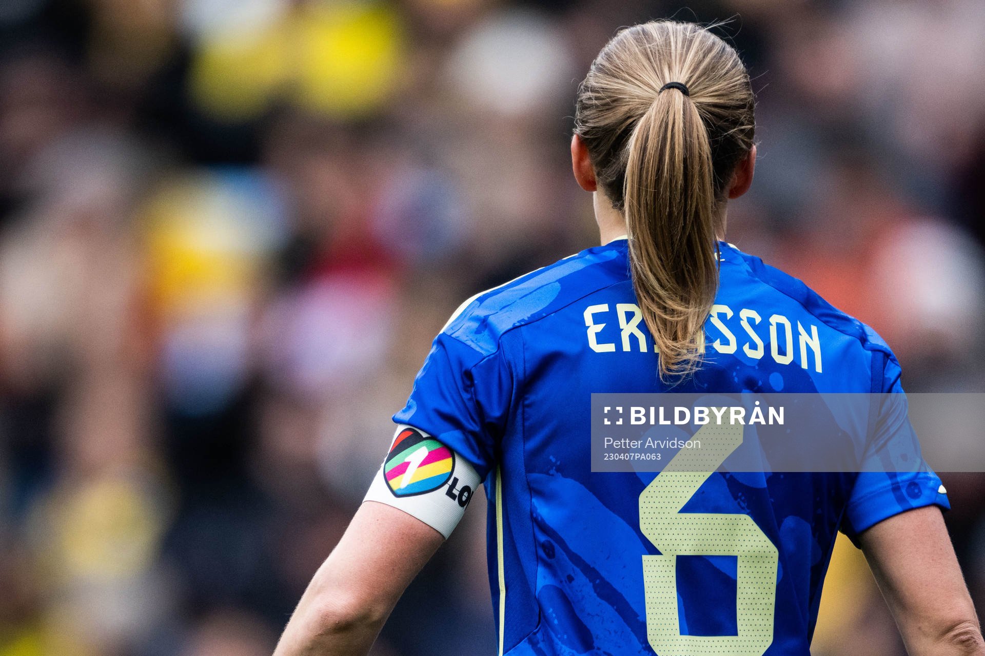 Magdalena Eriksson of Sweden with One Love armband