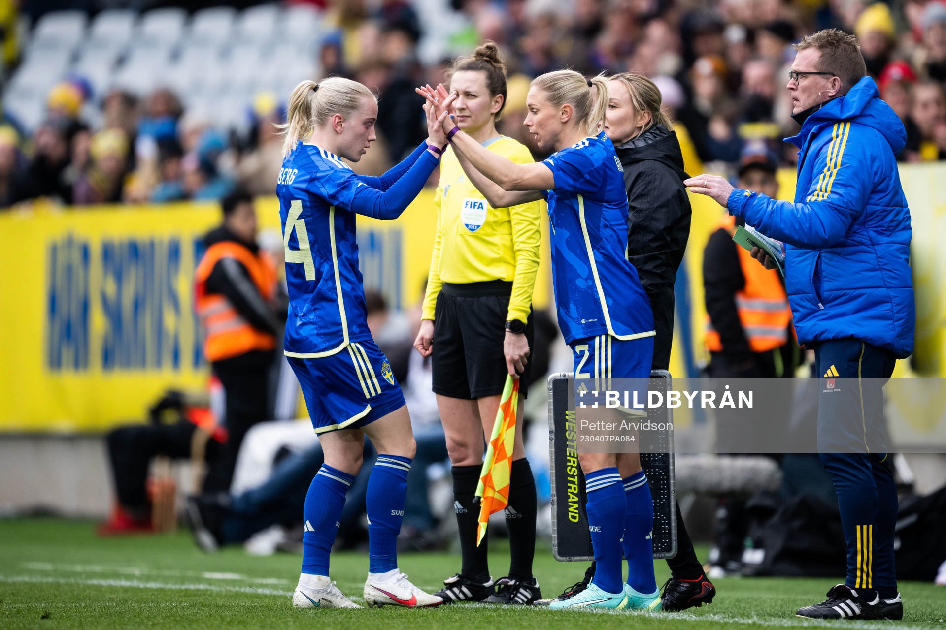 Anna Sandberg of Sweden is substituted off for Jonna