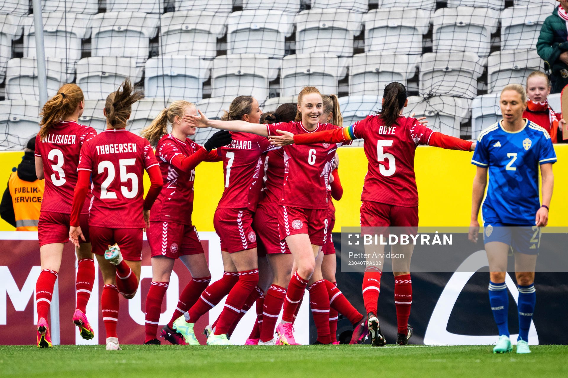 Karen Holmgaard and Simone Boye of Denmark celebrate