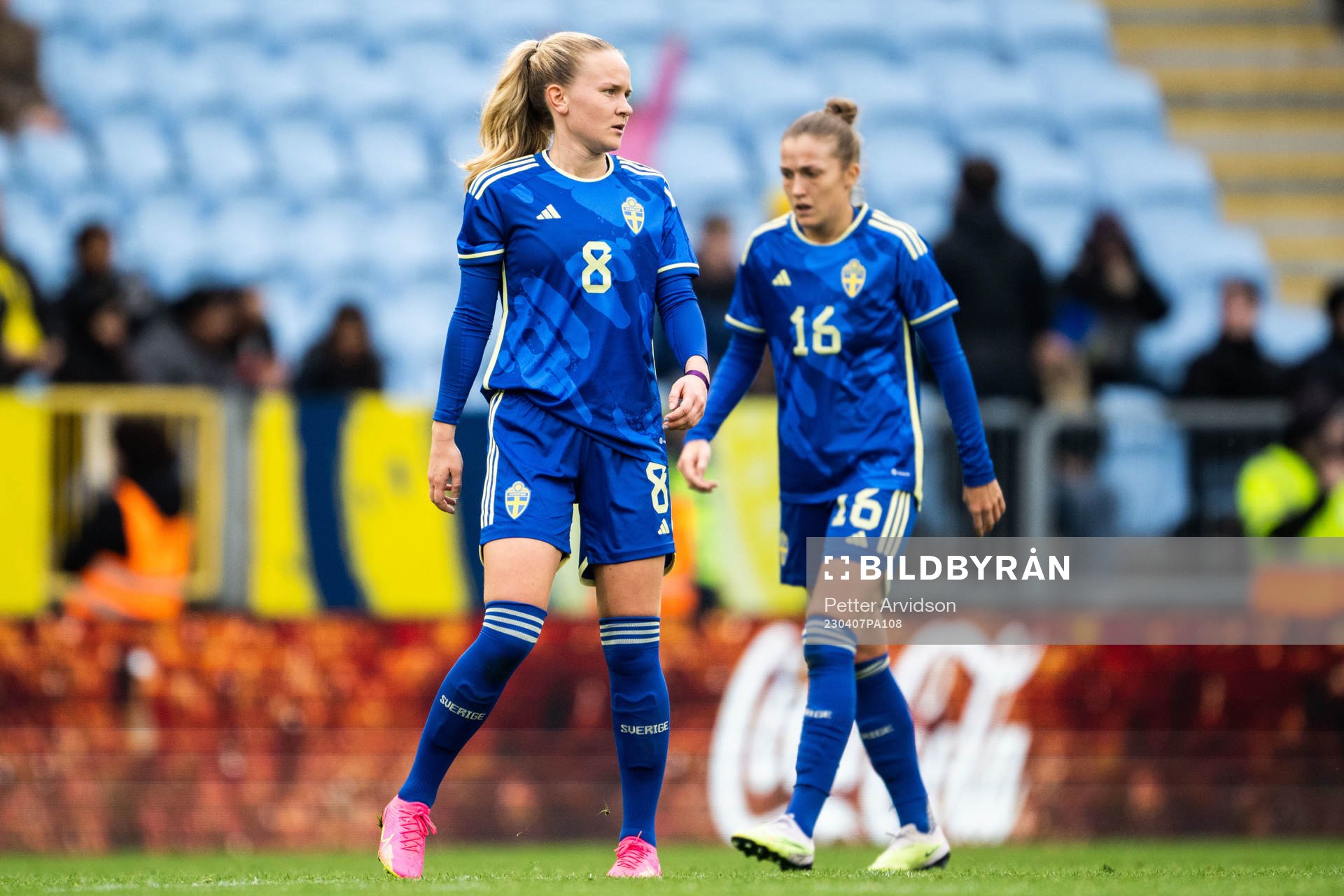 Matilda Vinberg and Filippa Angeldahl of Sweden look ejected
