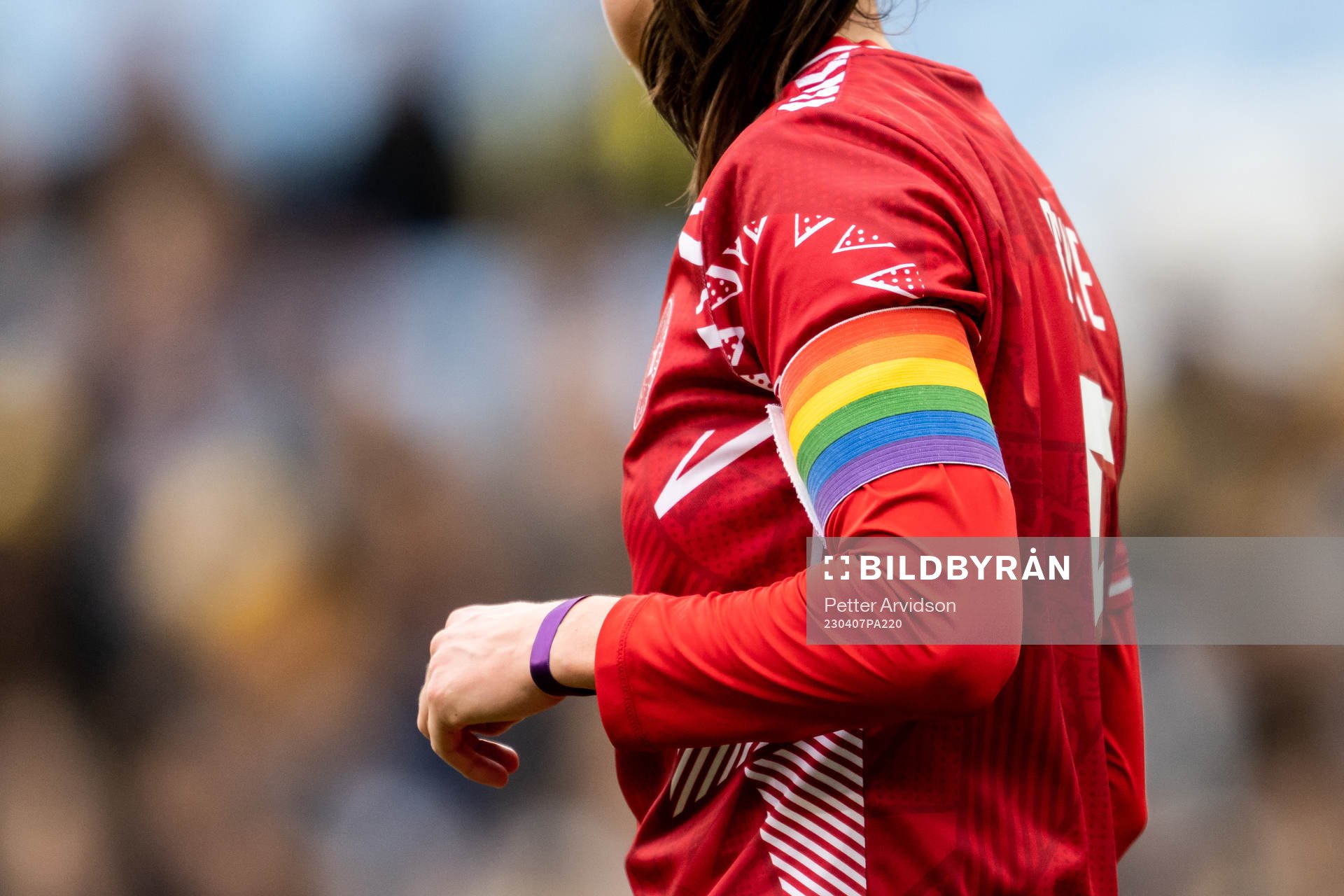 Simone Boye of Denmark with a pride captains’ armband