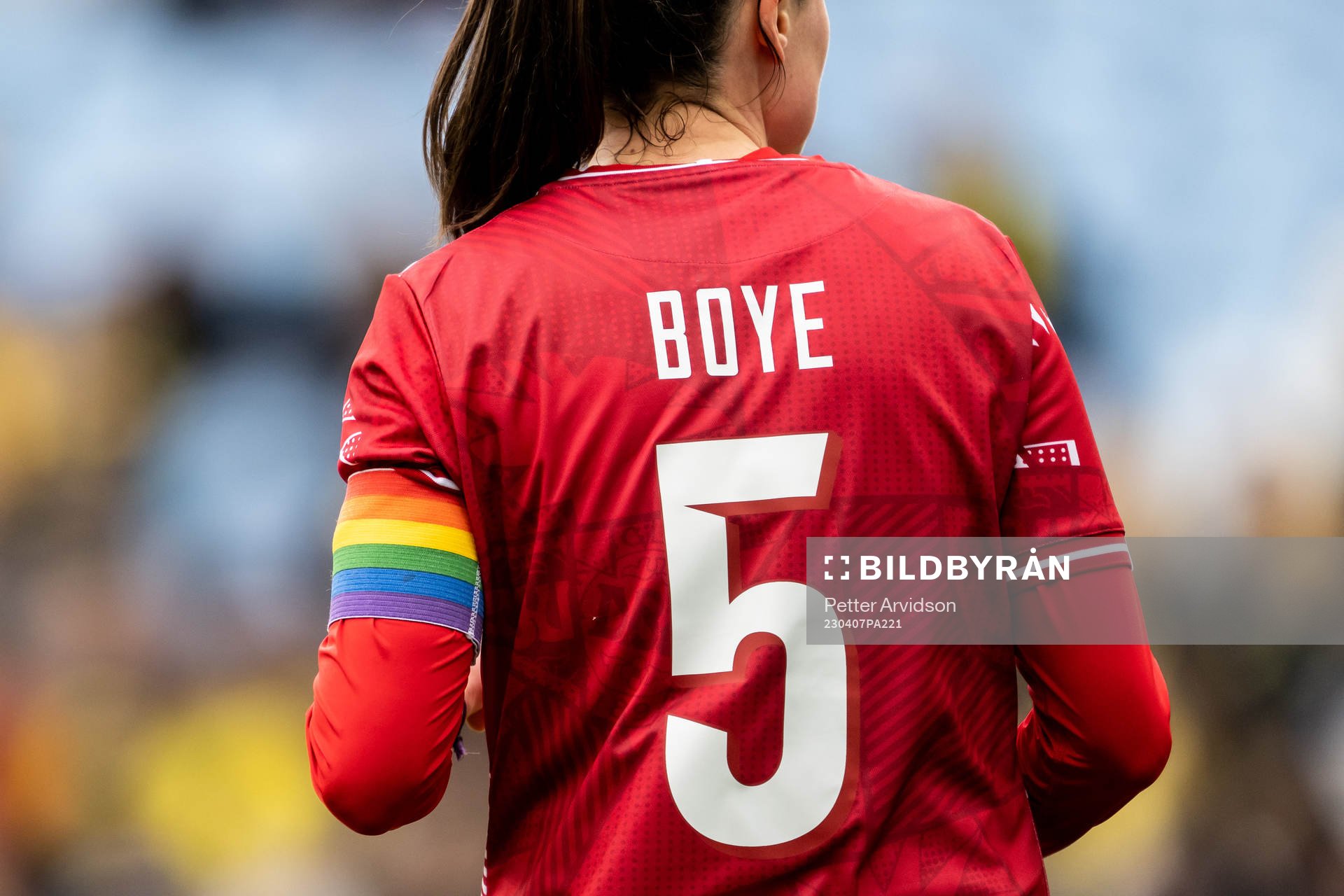Simone Boye of Denmark with a pride captains’ armband