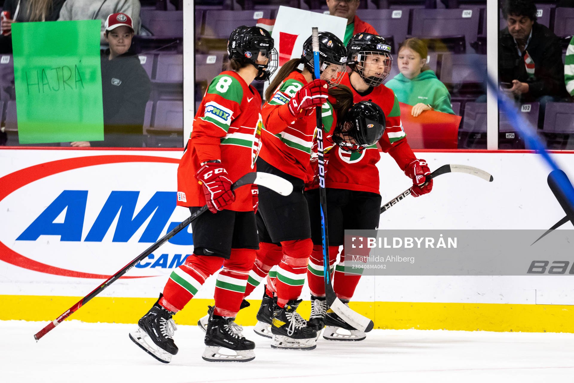 Fruzsina Mayer of Hungary gets help of the ice