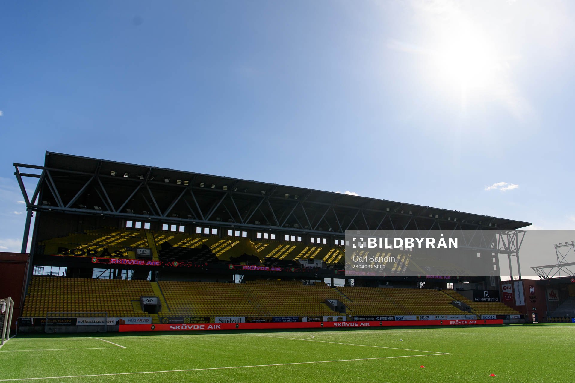 Borås Arena med Skövde AIKs namn på LED-skärmarna