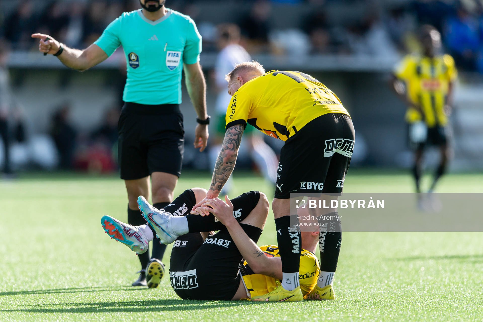 Häckens Valgeir Fridriksson har ontunder fotbollsmatchen i