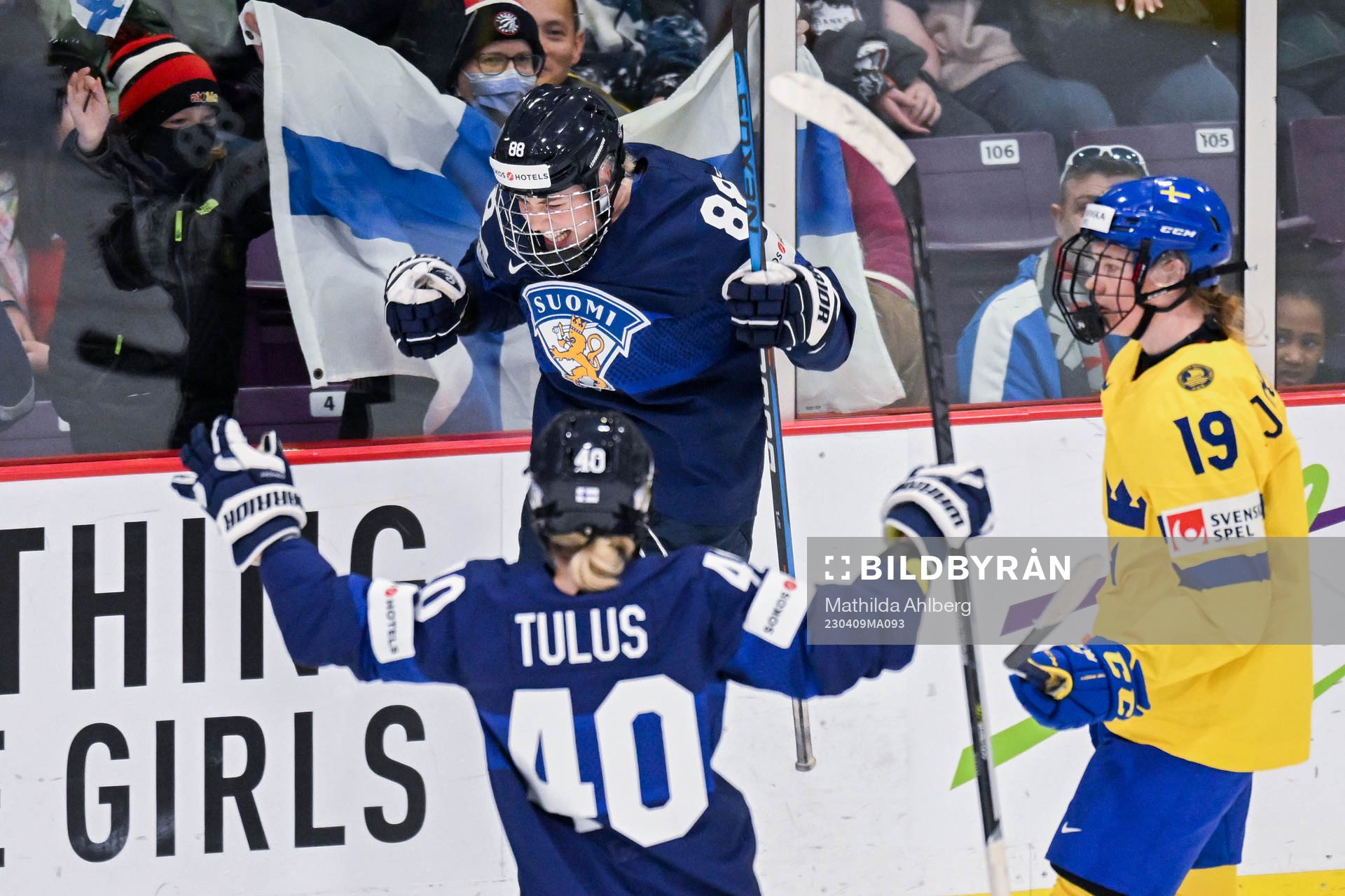Ronja Savolainen of Finland celebrates