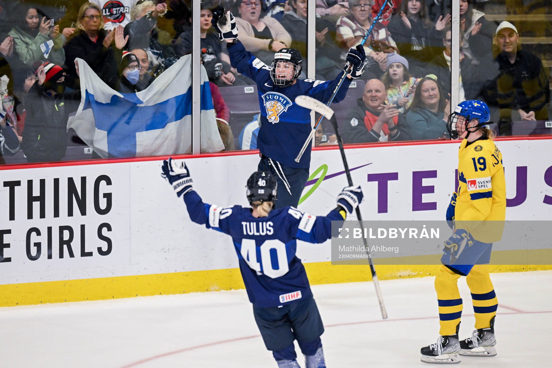 Ronja Savolainen of Finland celebrates