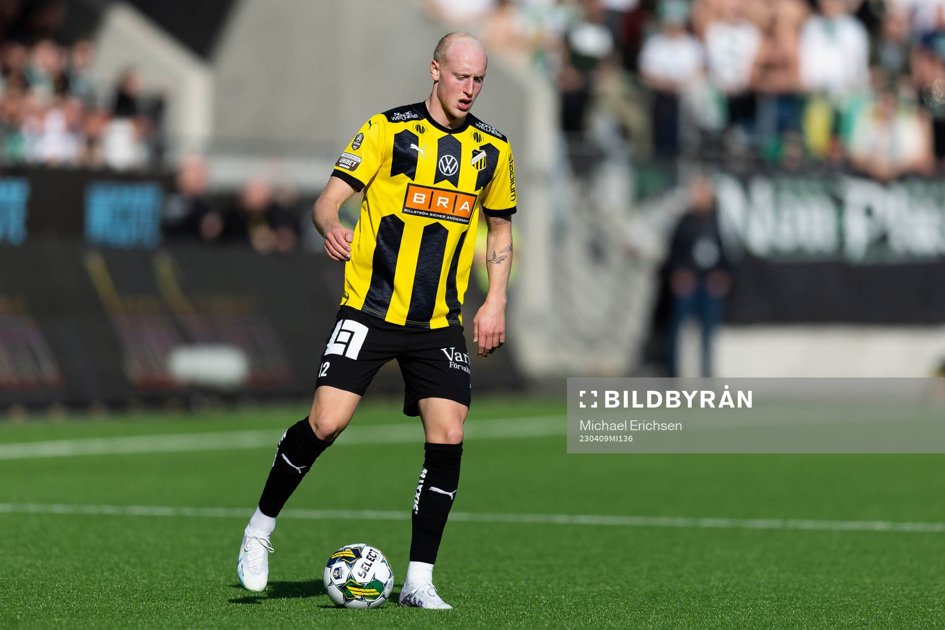 Häckens Valgeir Fridriksson under fotbollsmatchen i Allsvenskan mellan Häcken och Hammarby den 9 april 2023 i Göteborg. 