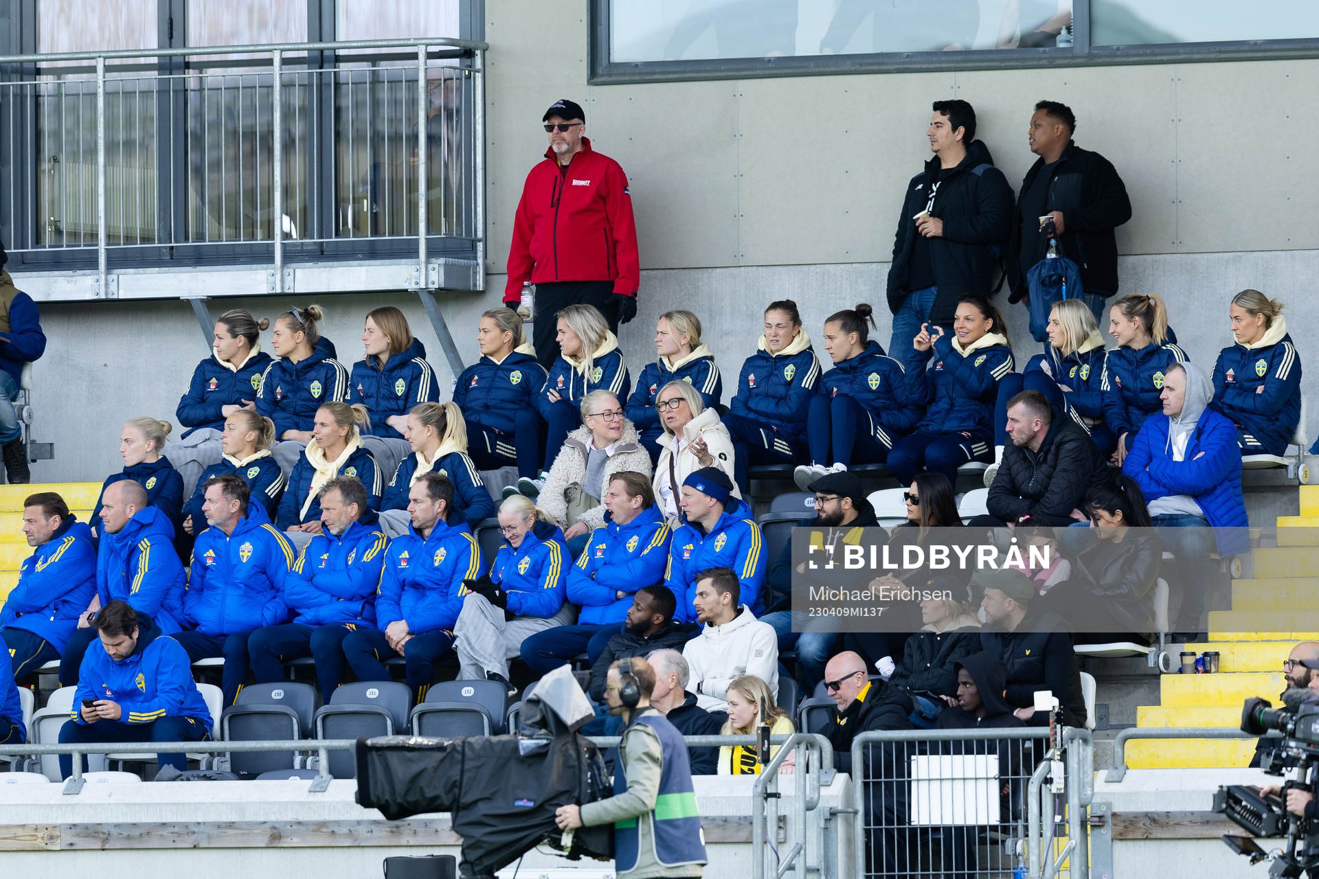 Svenska damlandslaget i fotboll på läktaren
