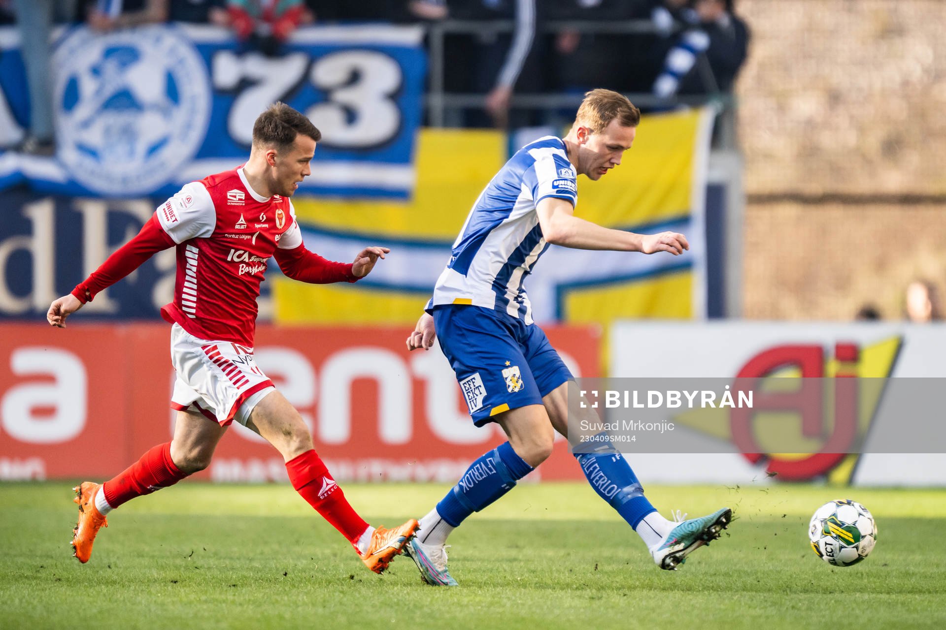 Kalmars Simon Skrabb och IFK Göteborgs Adam Carlén