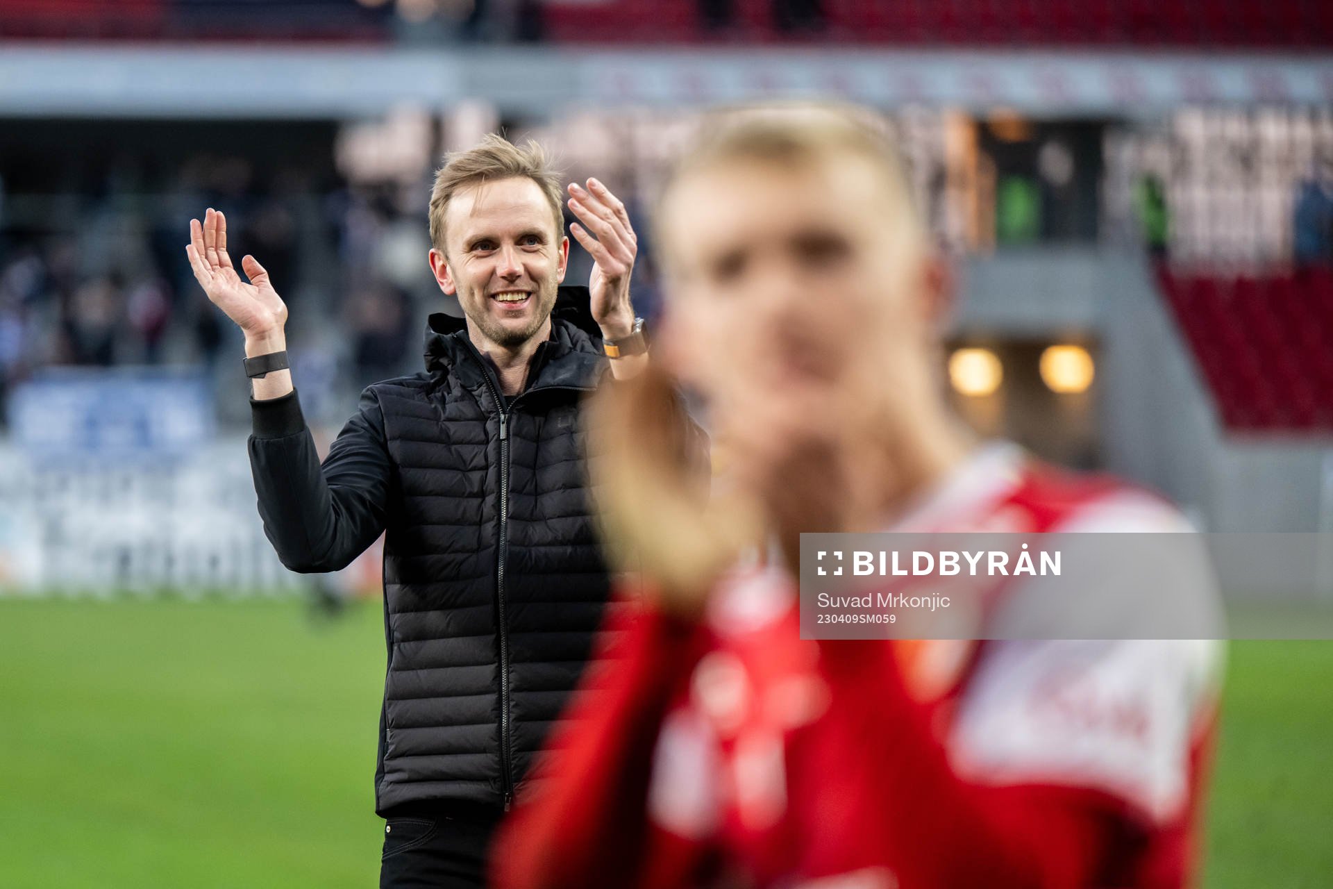 Kalmars tränare Henrik Jensen jublar