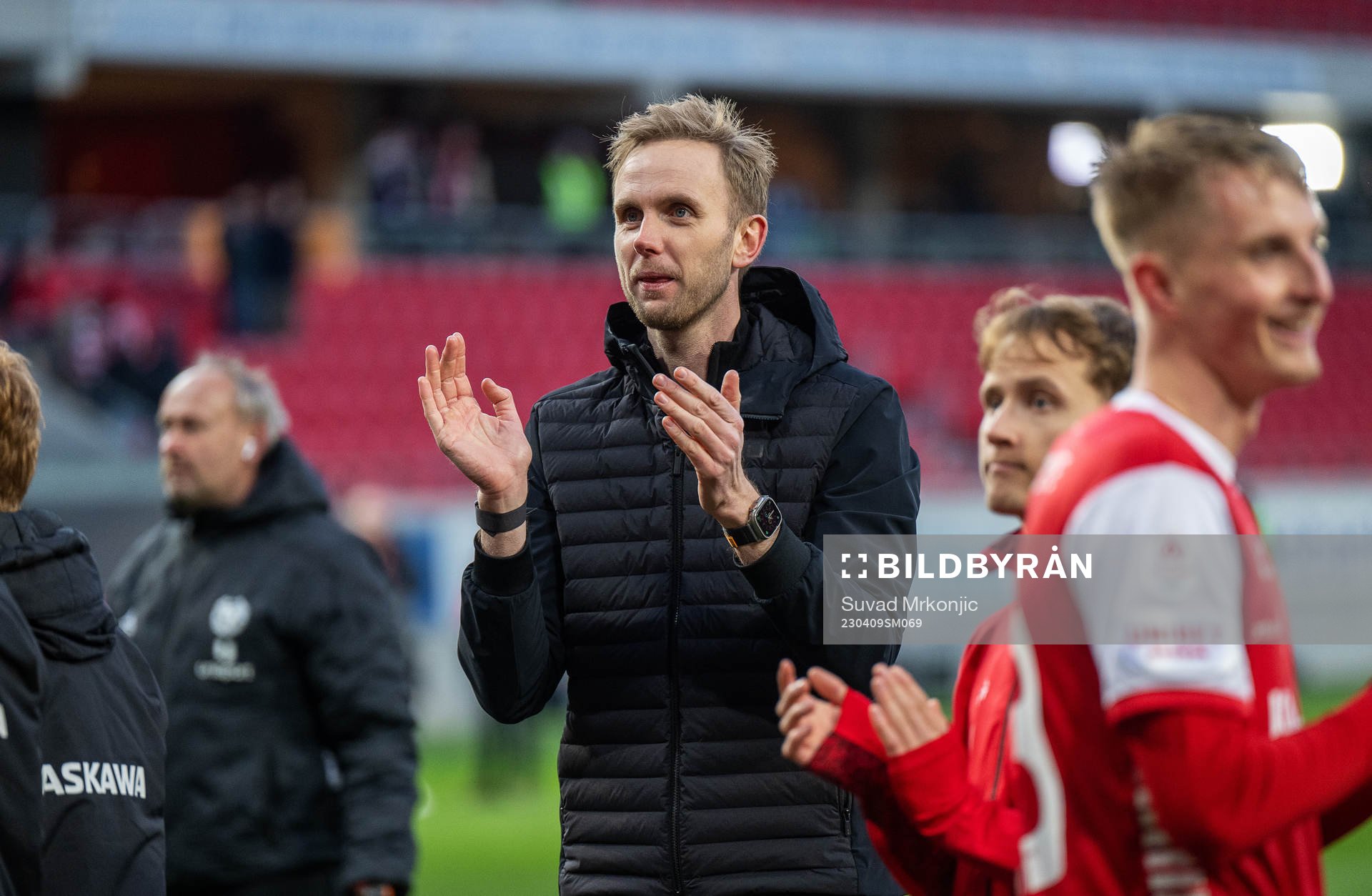 Kalmars tränare Henrik Jensen jublar