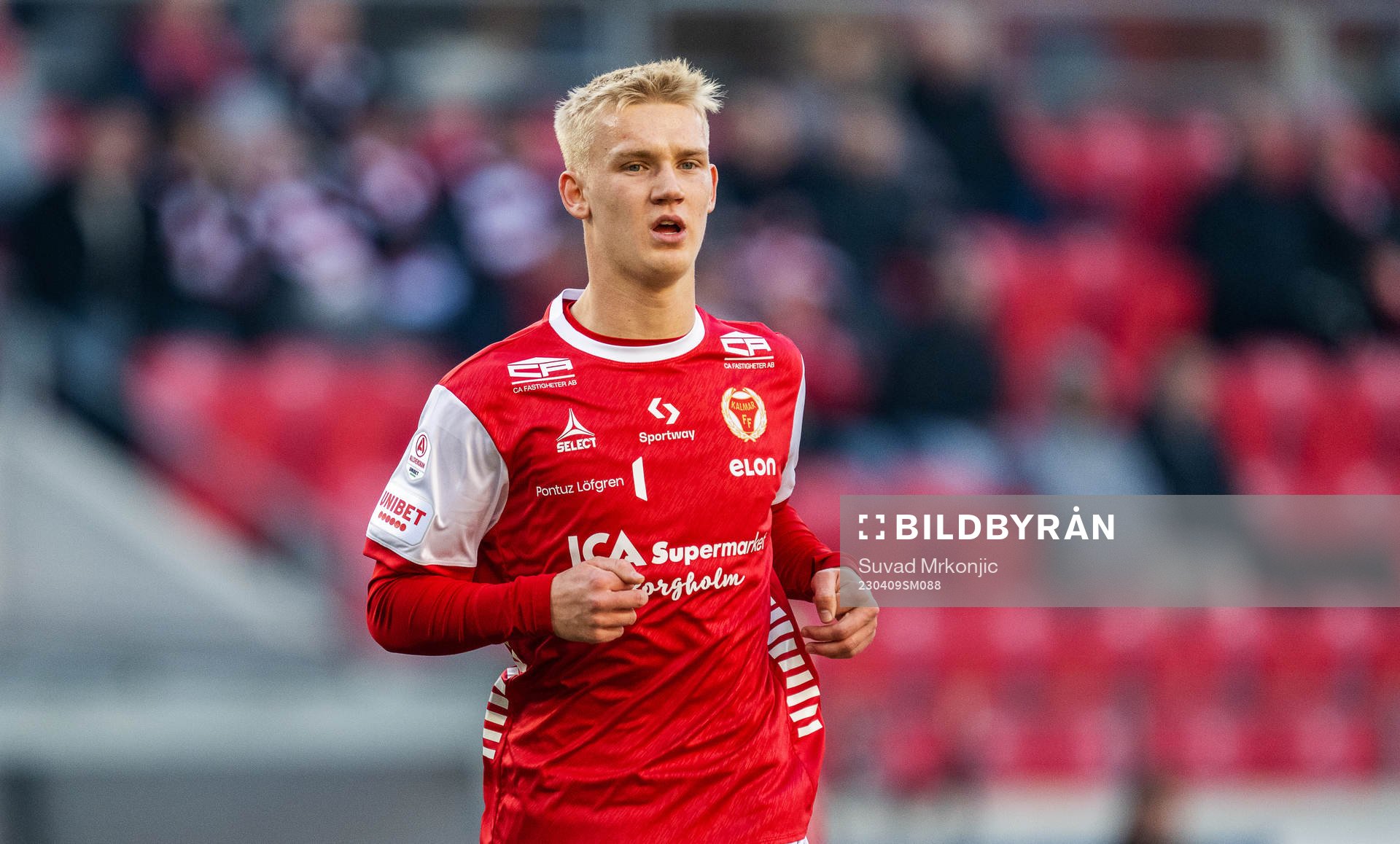 Kalmars Carl Gustafsson under fotbollsmatchen i Allsvenskan mellan Kalmar och IFK Göteborg den 9 april 2023 i Kalmar. 